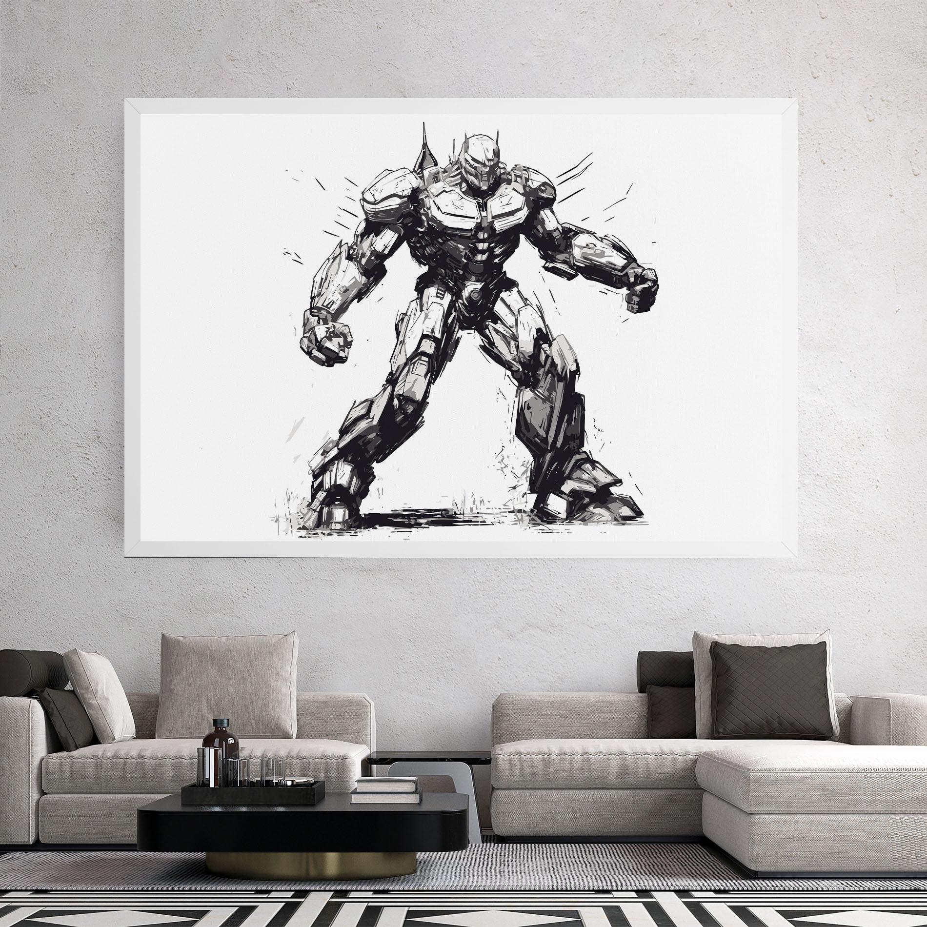 Leinwandbild Grey White Robot mockup 2