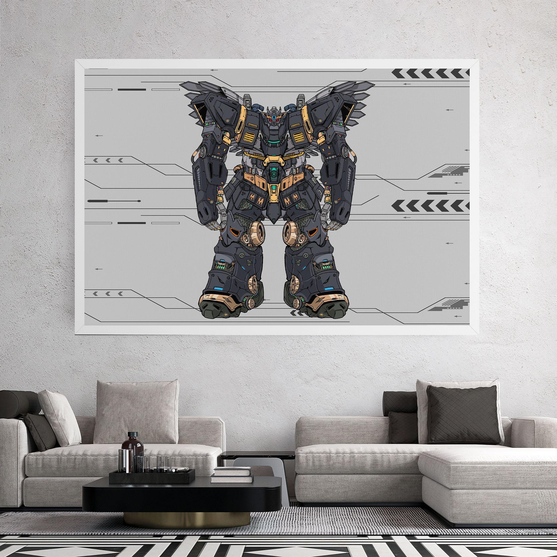 Leinwandbild Grey Yelloy Robot mockup 2