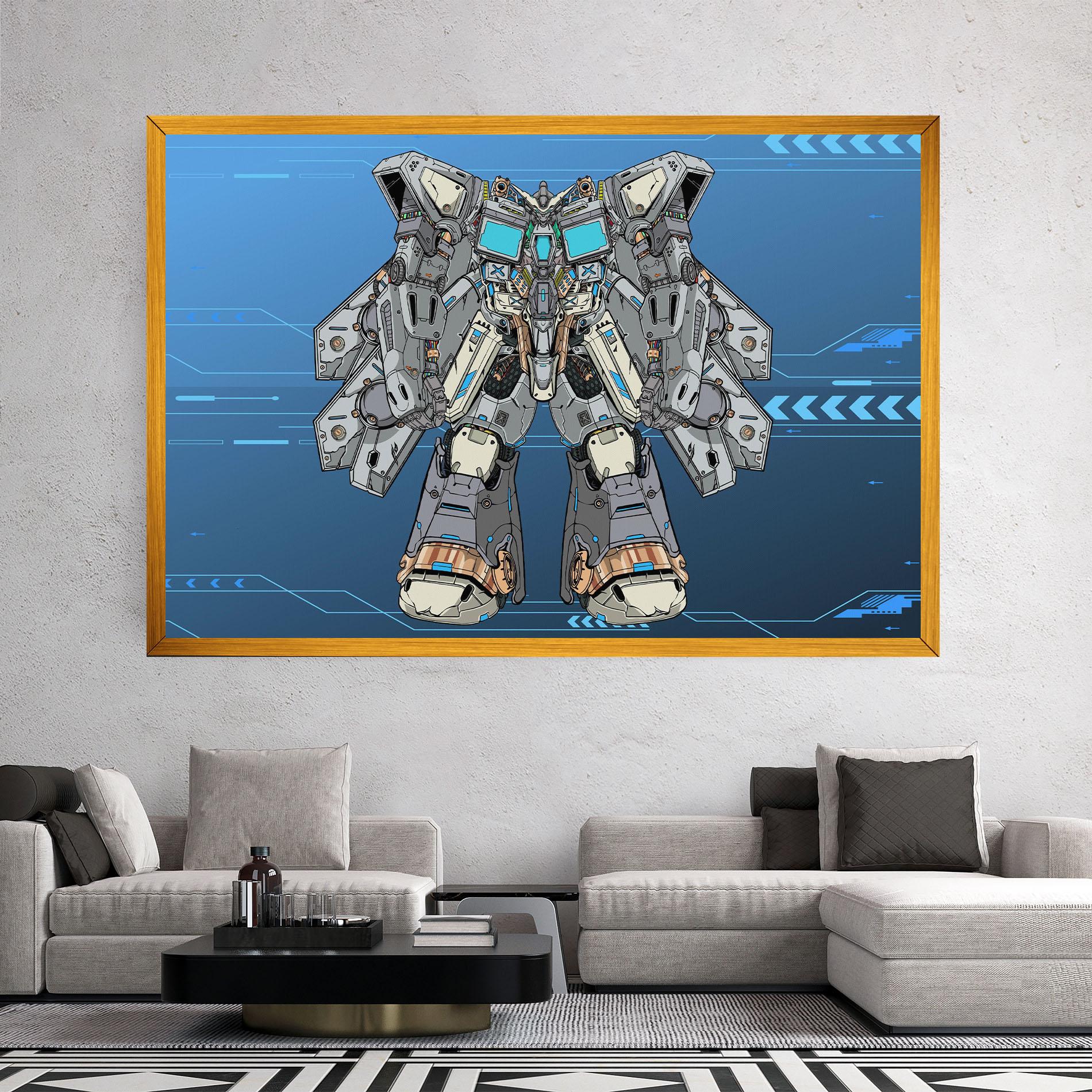 Leinwandbild Blue Grey Robot mockup 2