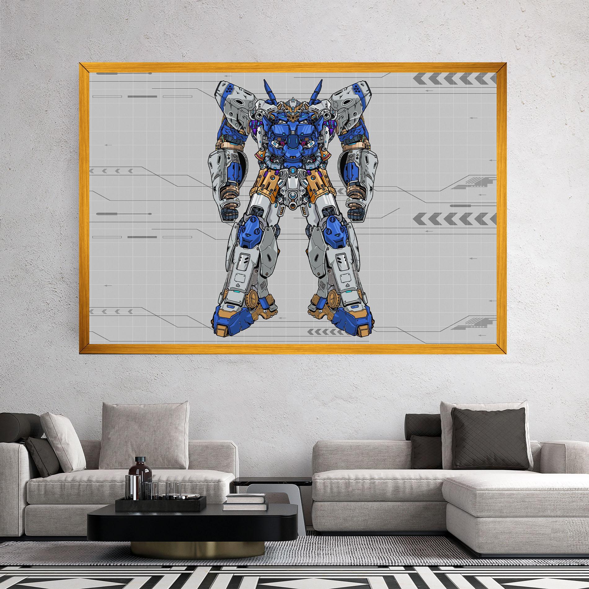 Leinwandbild Blue Yellow Robot mockup 2