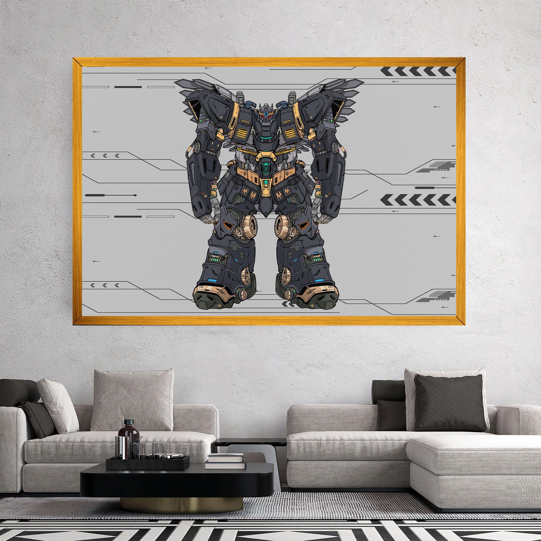 Leinwandbild Grey Yelloy Robot mockup 2