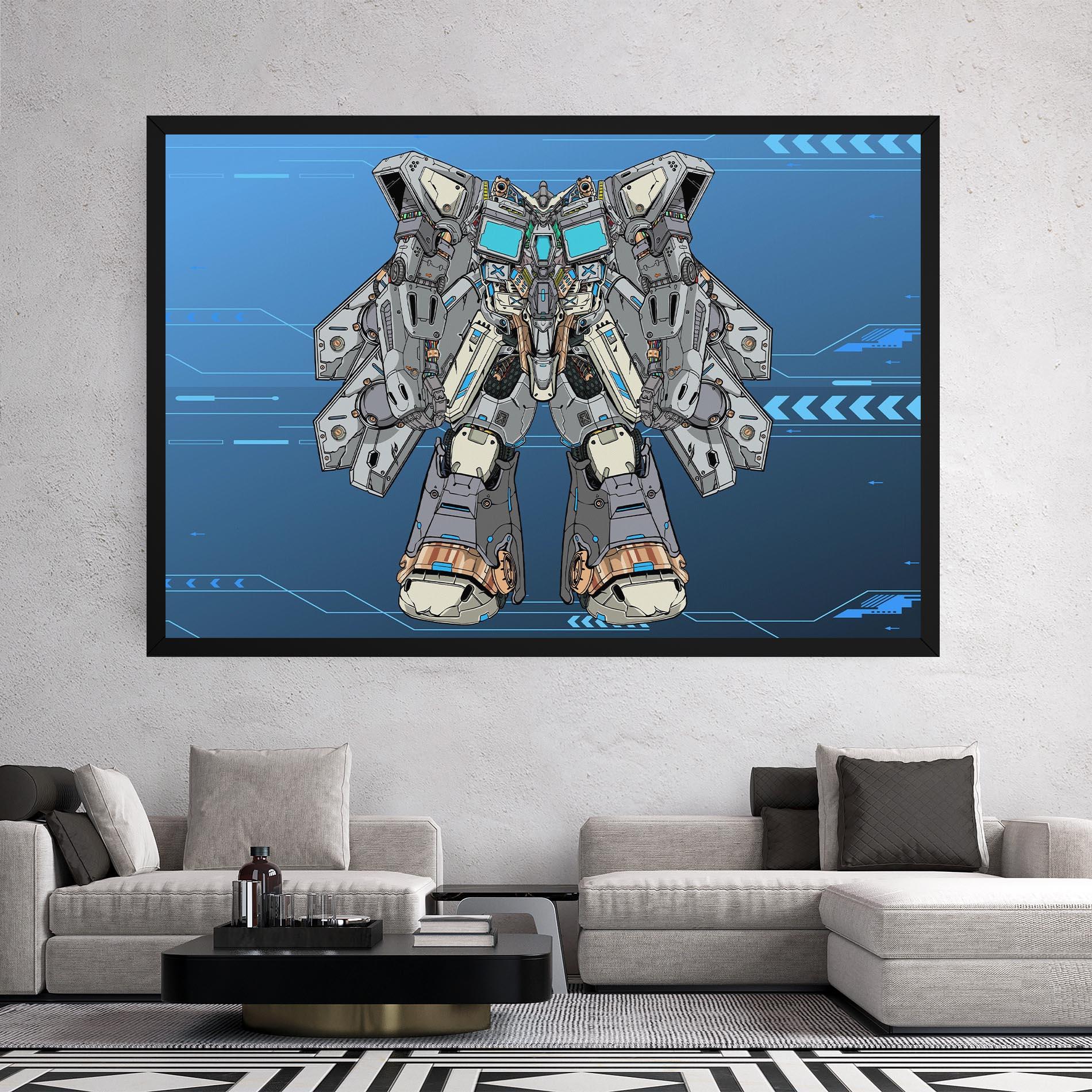 Leinwandbild Blue Grey Robot mockup 2