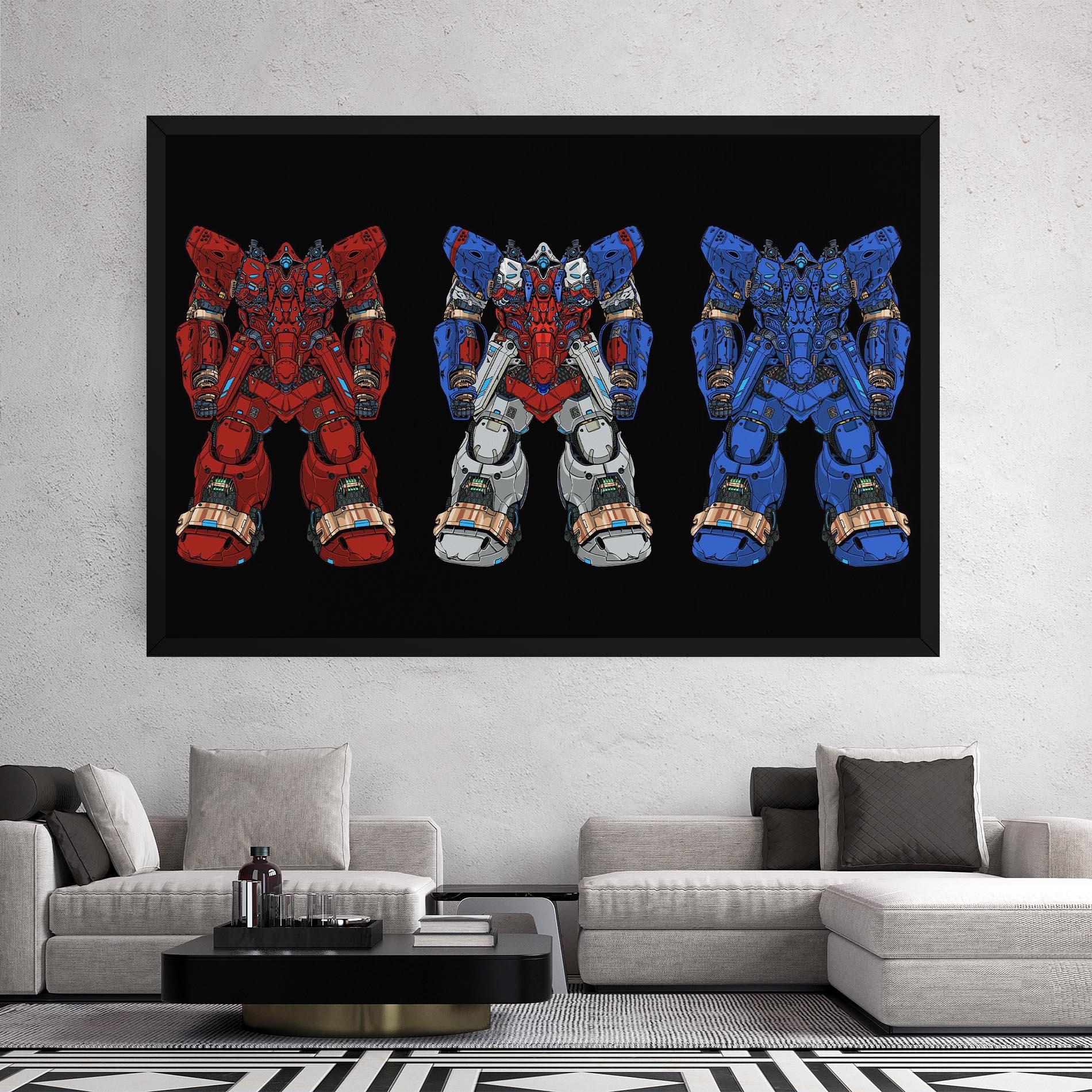 Leinwandbild Blue Red Robots mockup 2