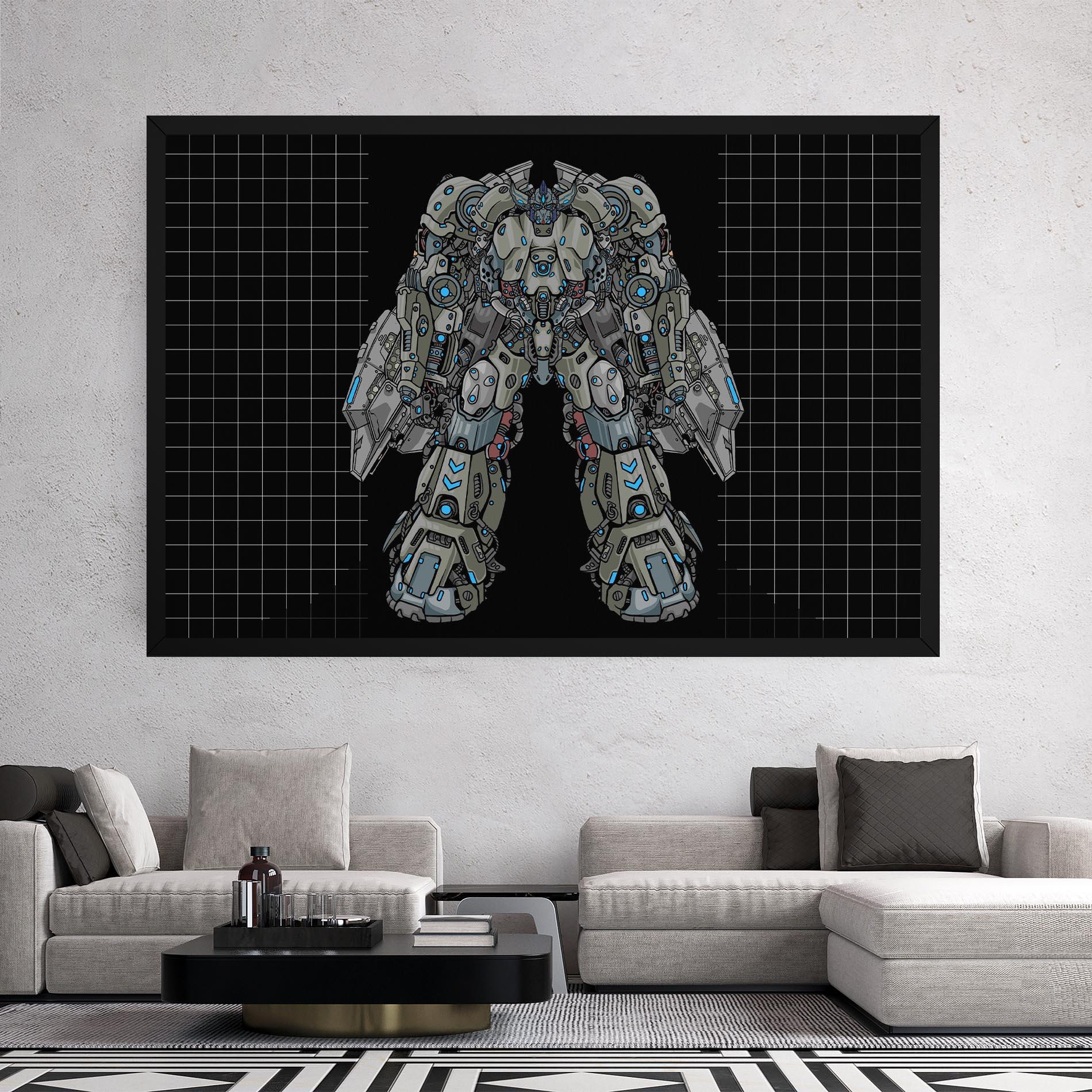 Leinwandbild Grey Blue Robot mockup 2