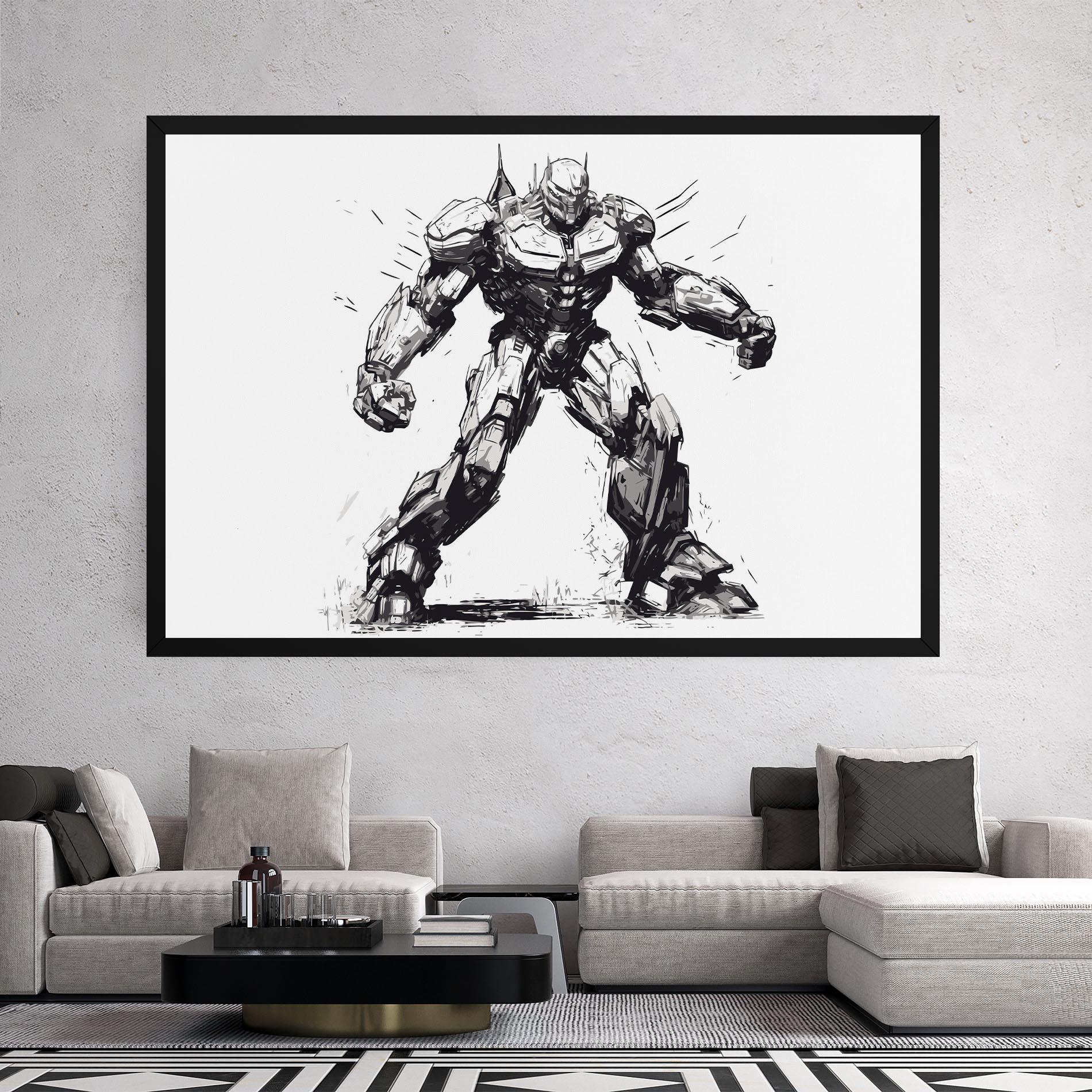 Leinwandbild Grey White Robot mockup 2