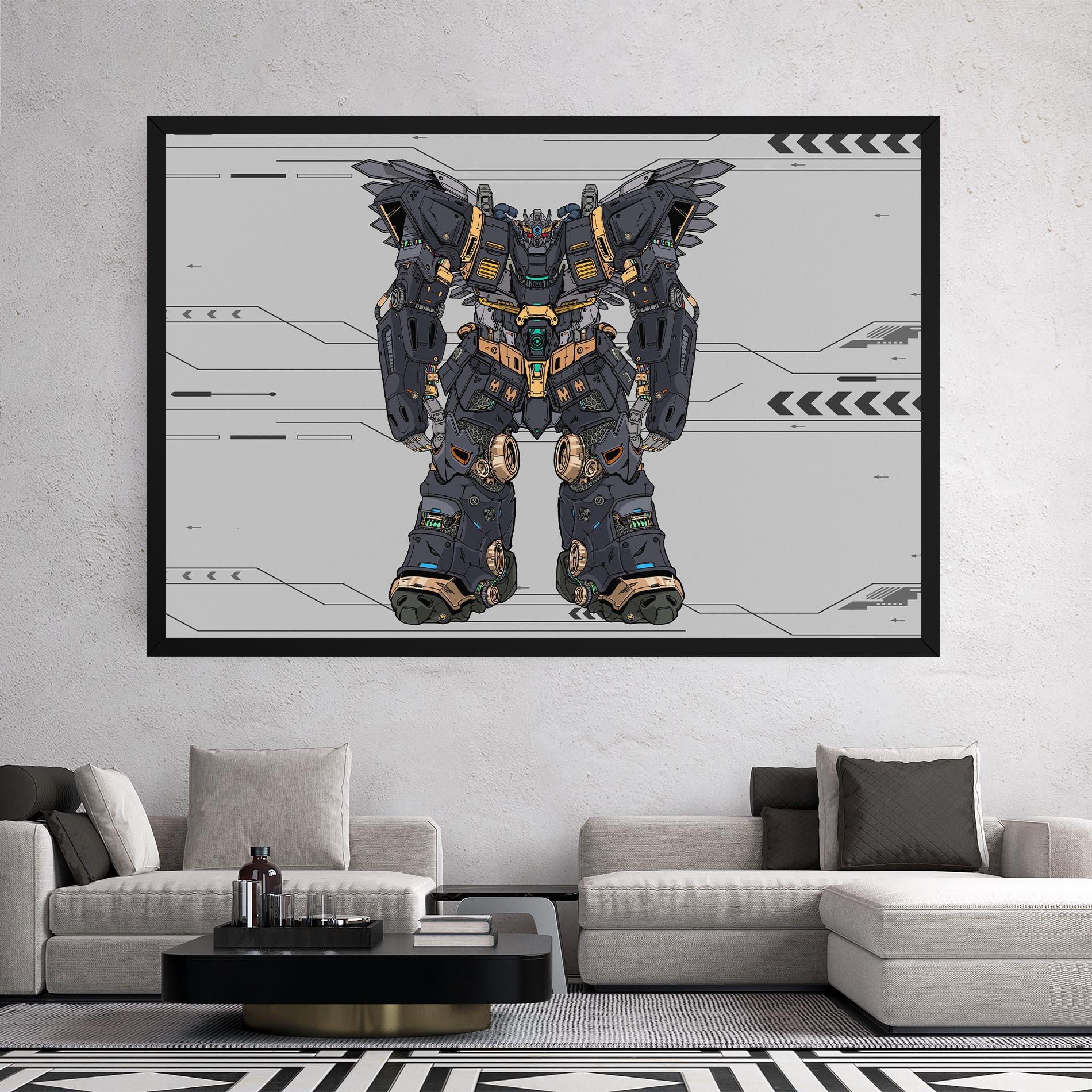 Leinwandbild Grey Yelloy Robot mockup 2