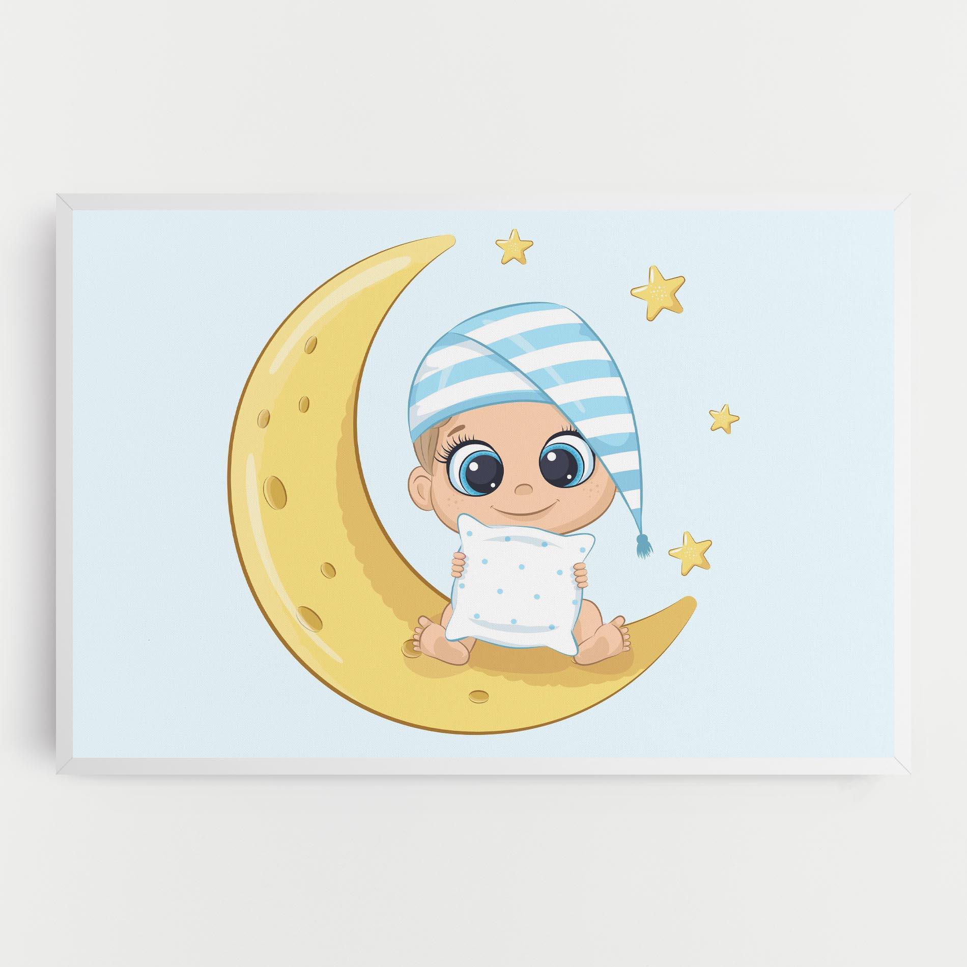 Leinwandbild Baby On Moon mockup 0