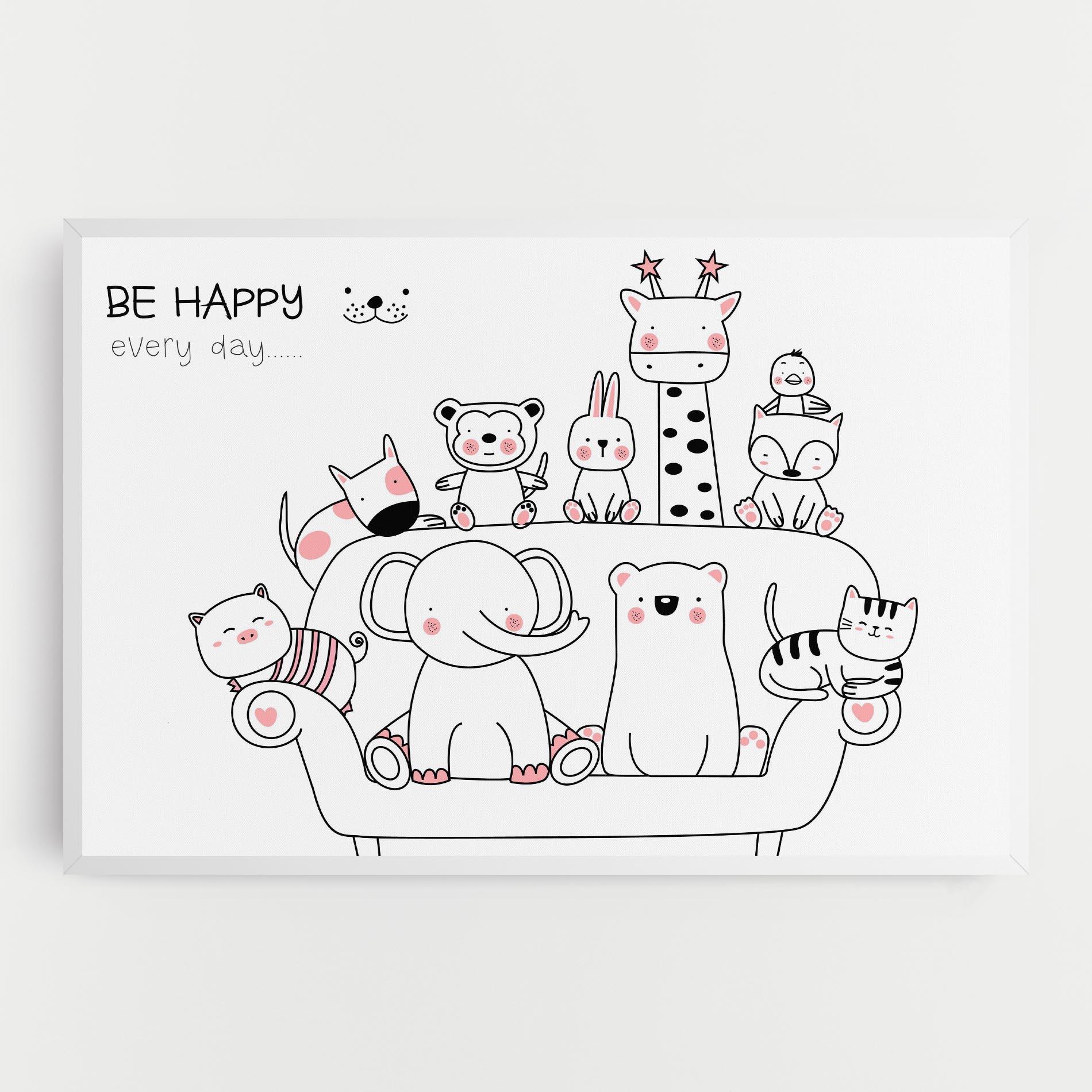 Leinwandbild Be Happy Animals mockup 0
