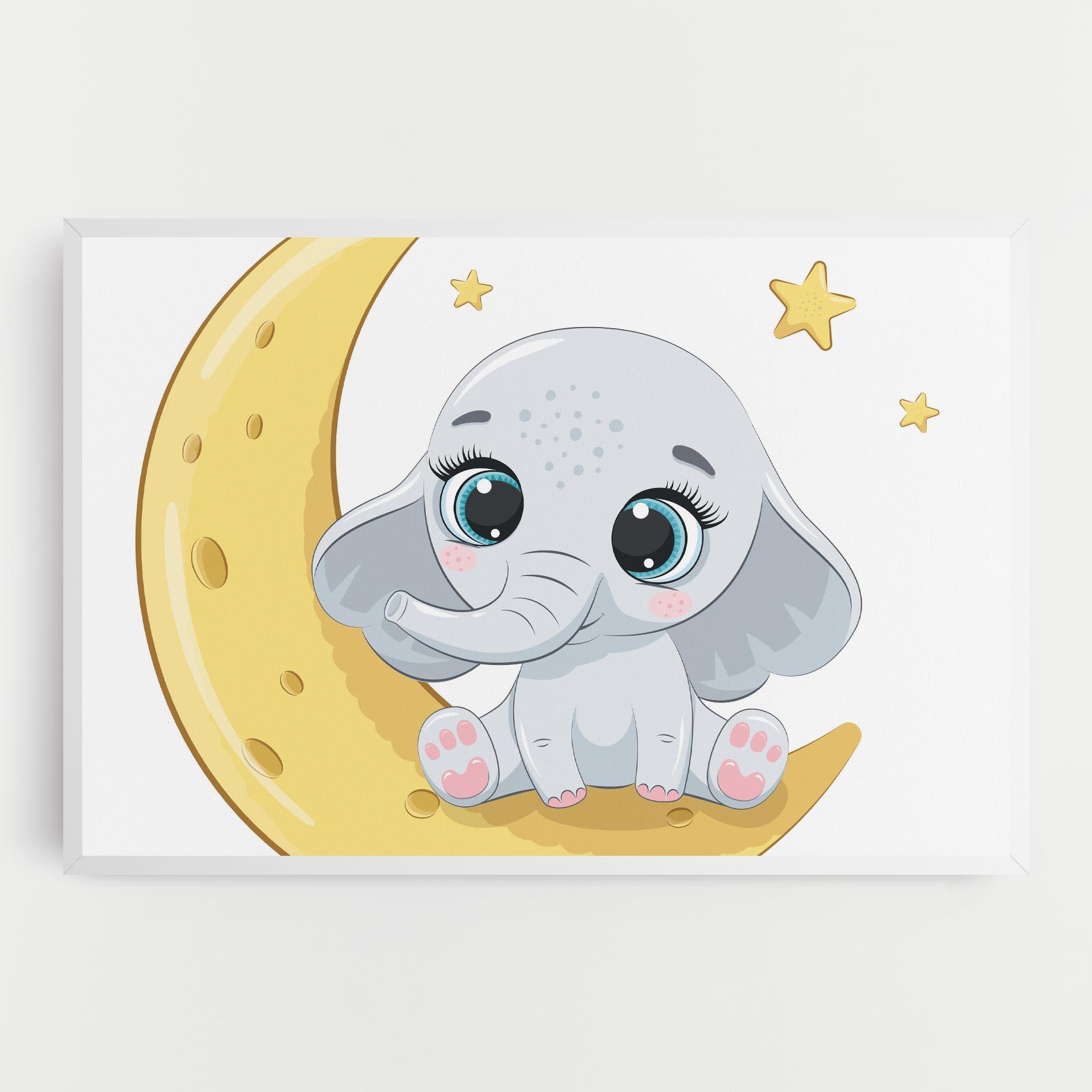 Leinwandbild Cute Elephant Moon mockup 0