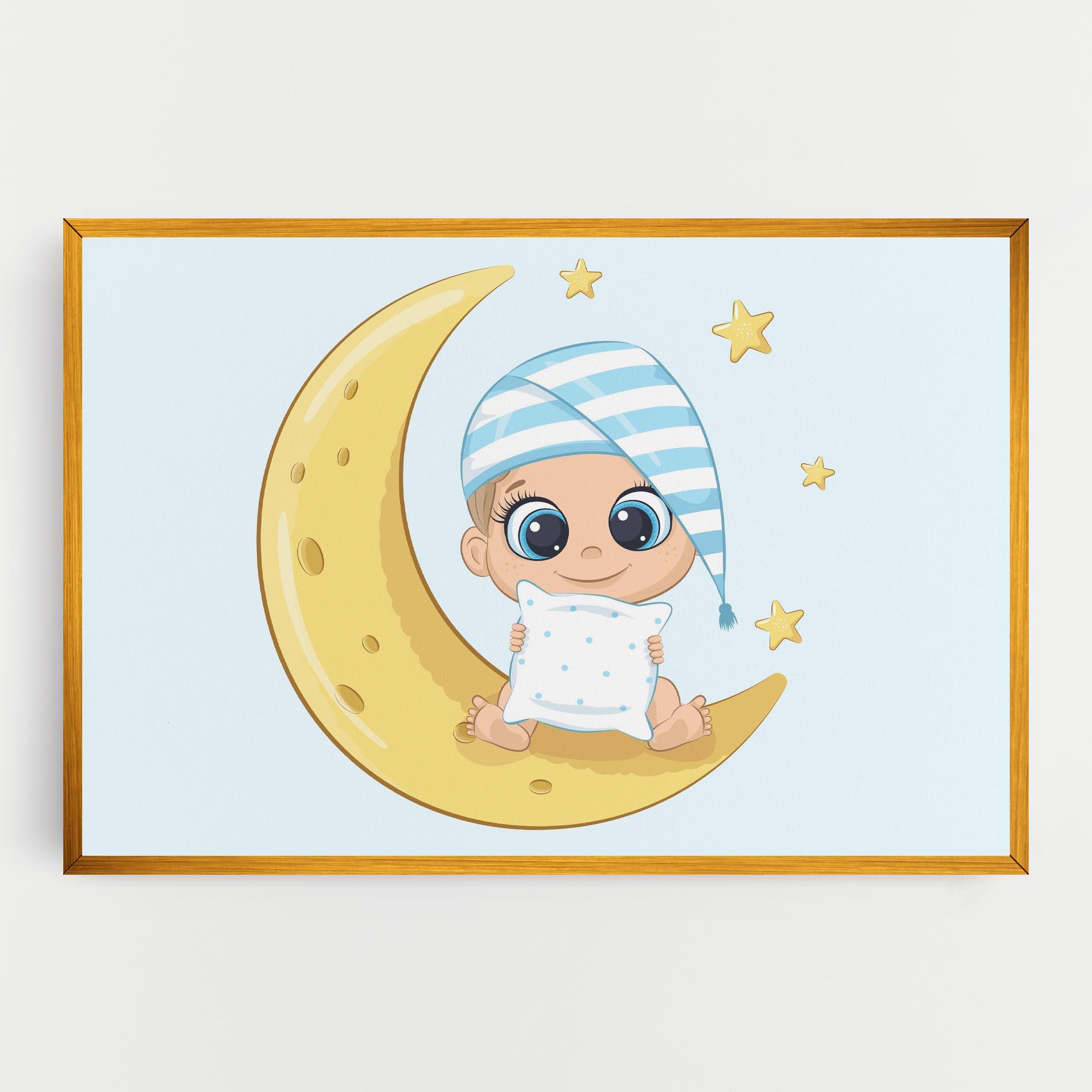 Leinwandbild Baby On Moon mockup 0