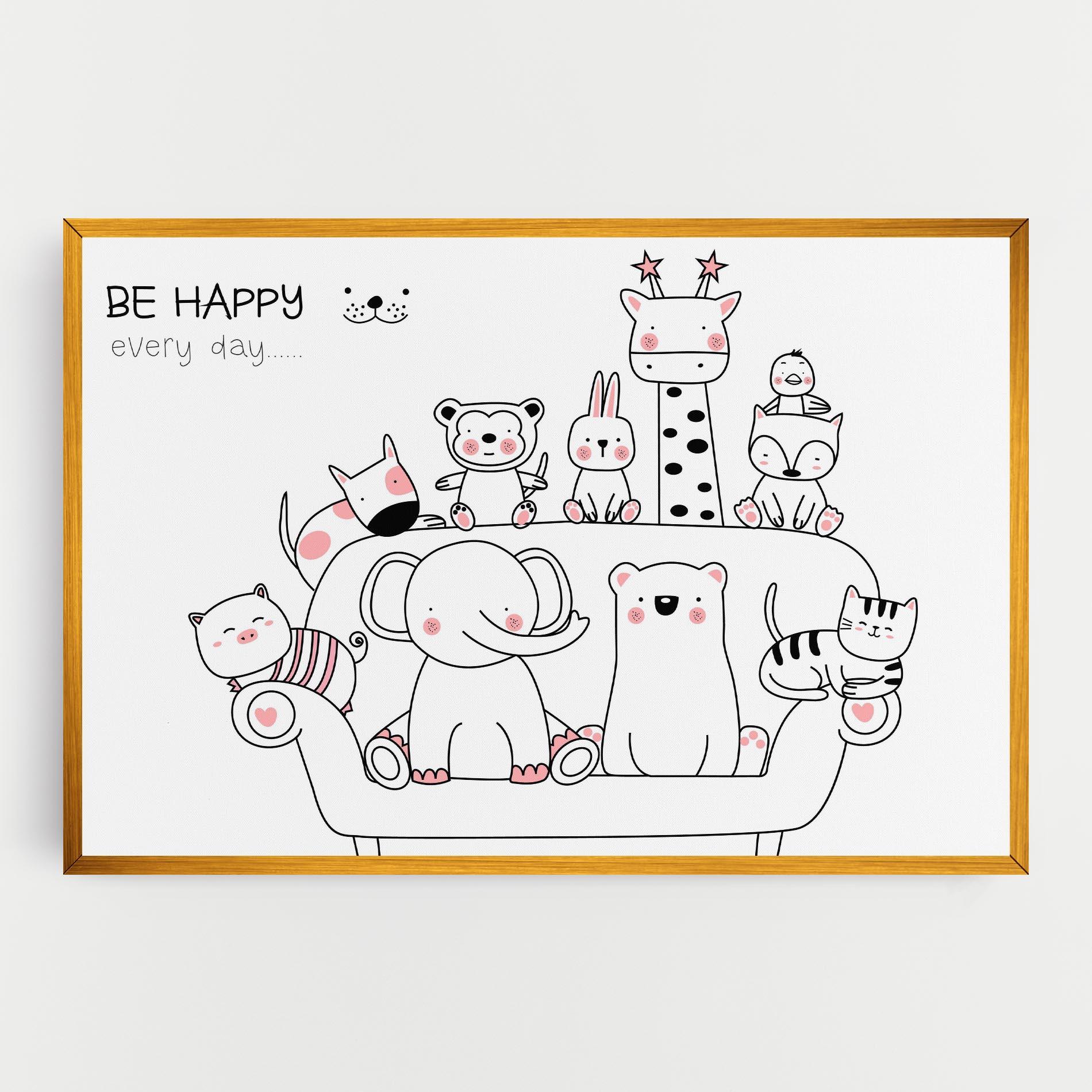Leinwandbild Be Happy Animals mockup 0
