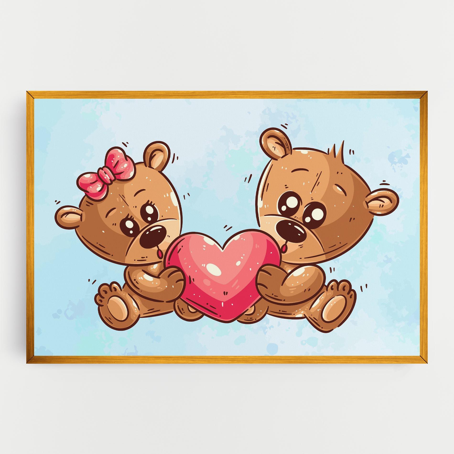 Leinwandbild Bear Holding Heart mockup 0