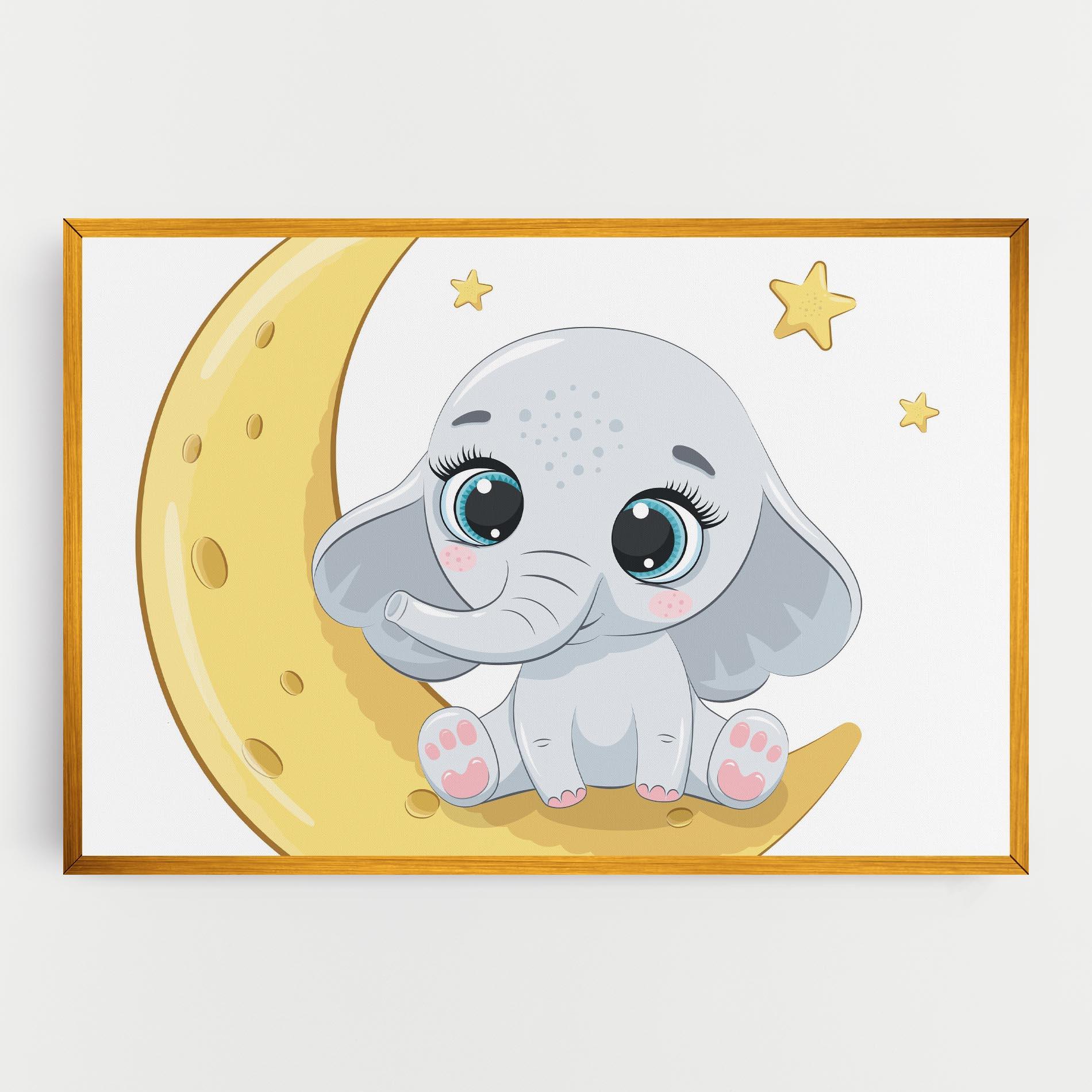 Leinwandbild Cute Elephant Moon mockup 0