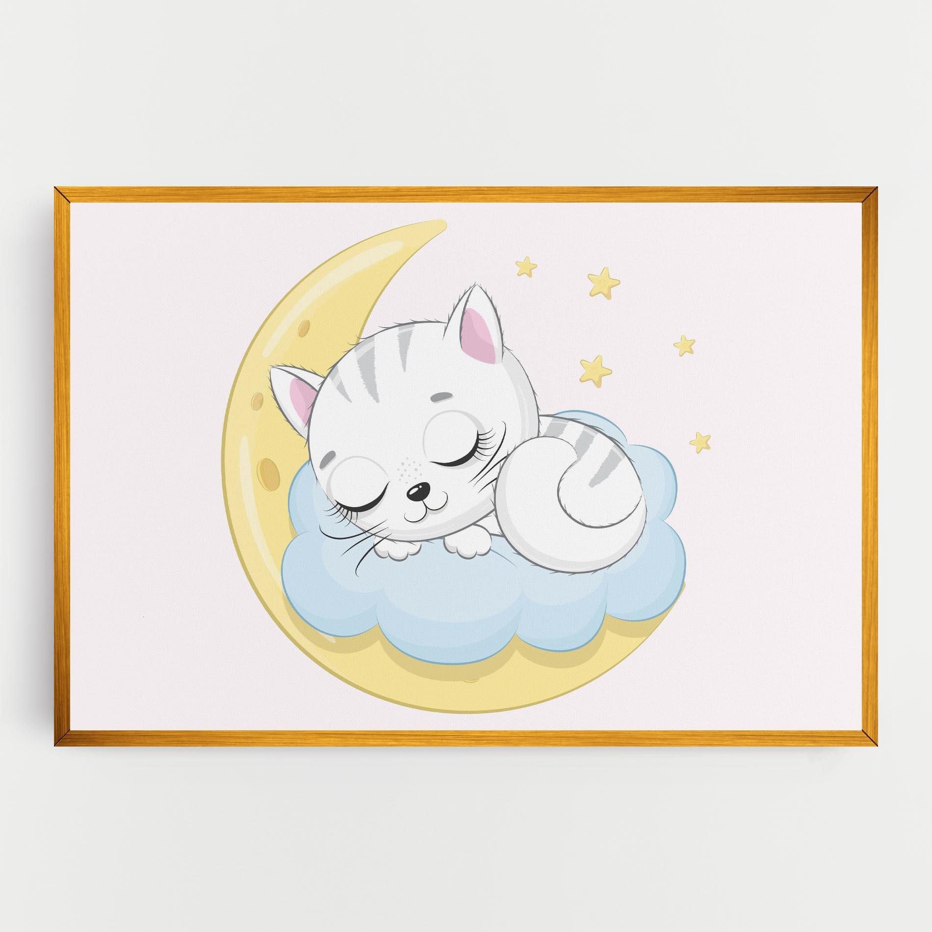 Leinwandbild Moon Cat Sleeping mockup 0