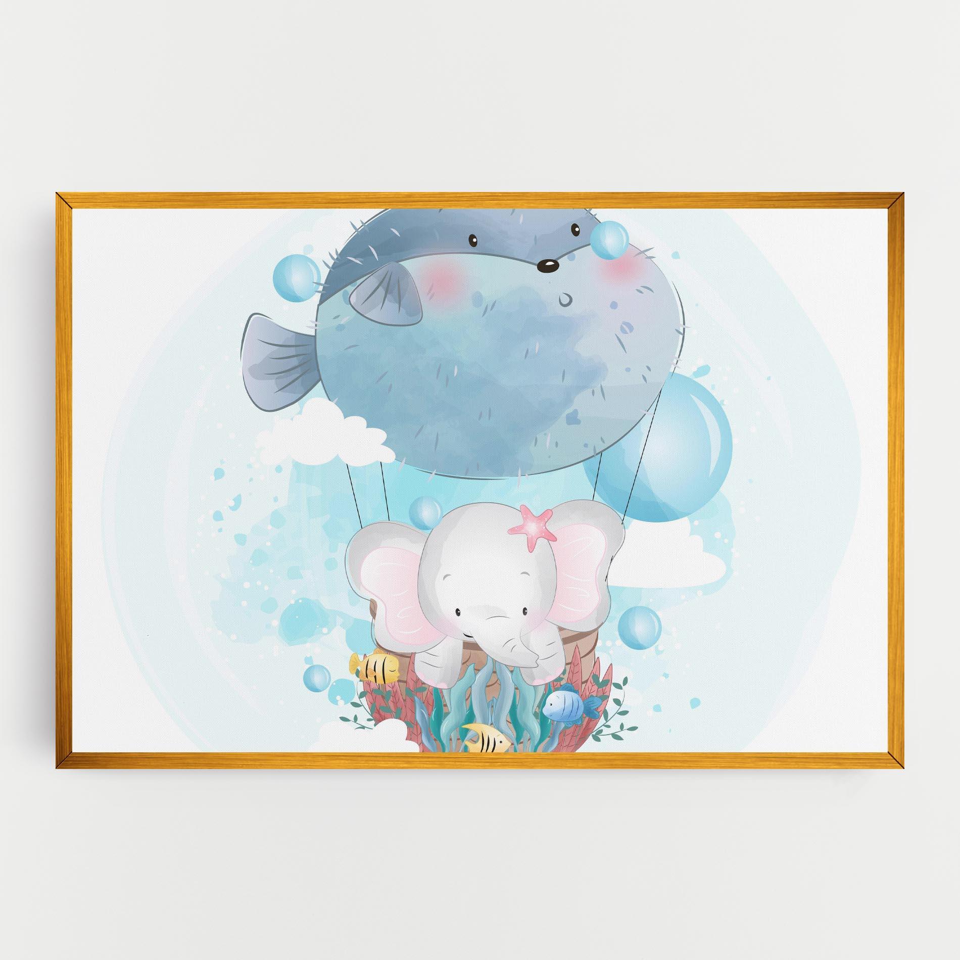 Leinwandbild Swiming Elephant mockup 0