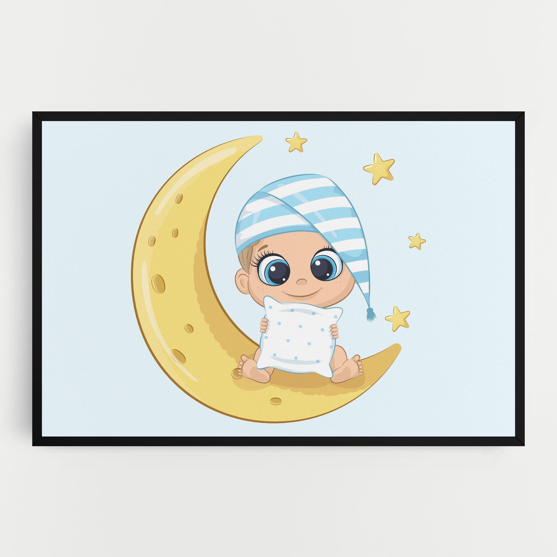 Leinwandbild Baby On Moon mockup 0