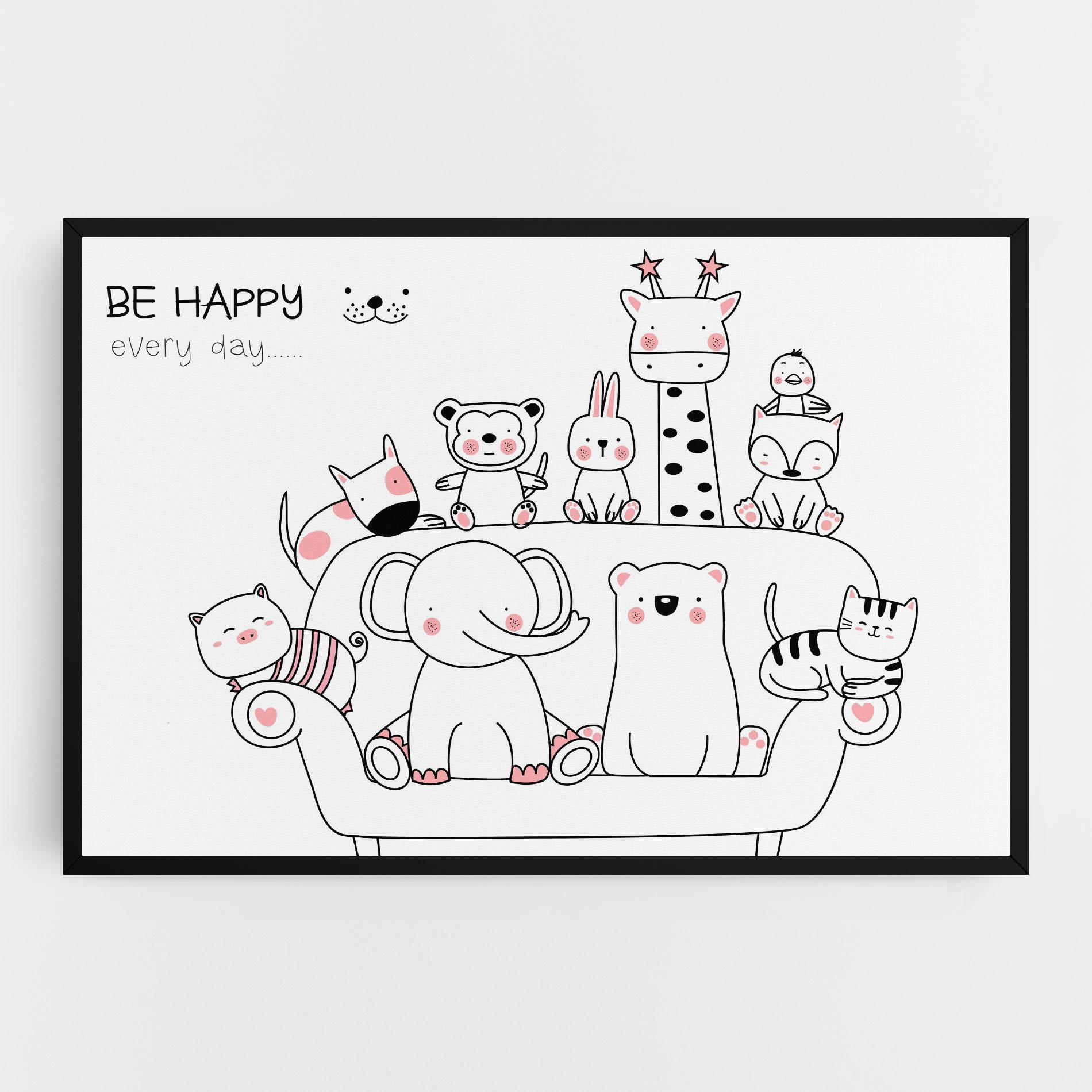 Leinwandbild Be Happy Animals mockup 0