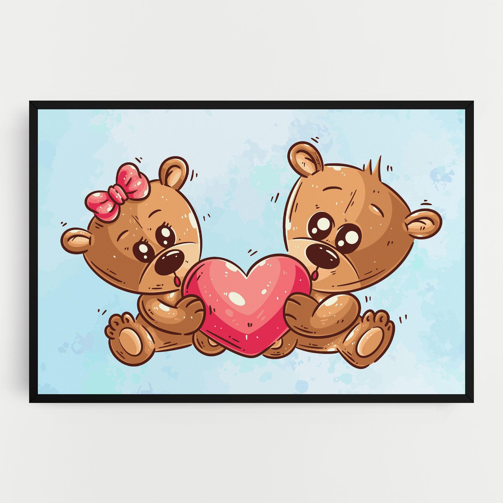 Leinwandbild Bear Holding Heart mockup 0