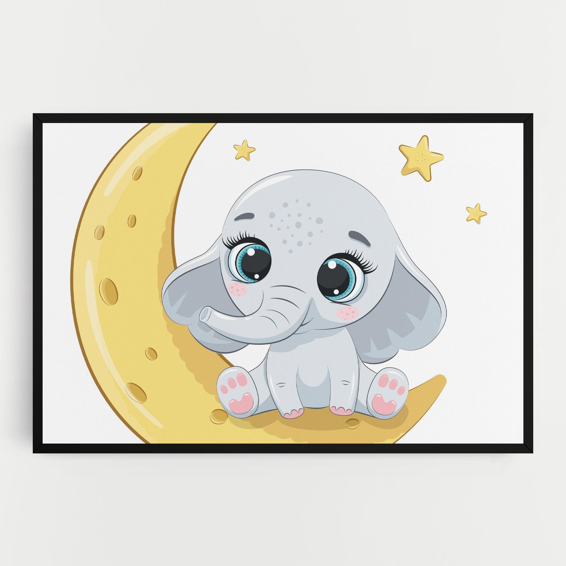 Leinwandbild Cute Elephant Moon mockup 0