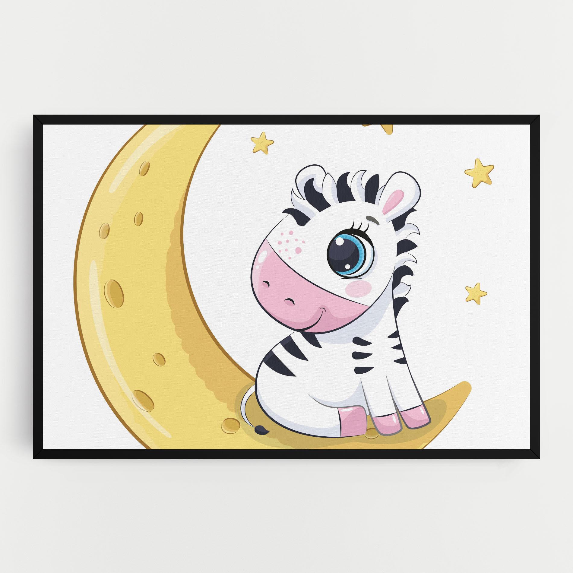 Leinwandbild Cute Zebra Moon mockup 0