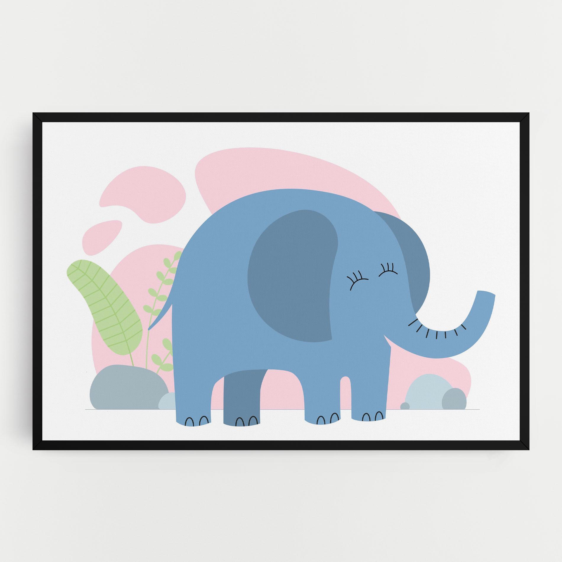 Leinwandbild Leaf Cute Elephant mockup 0