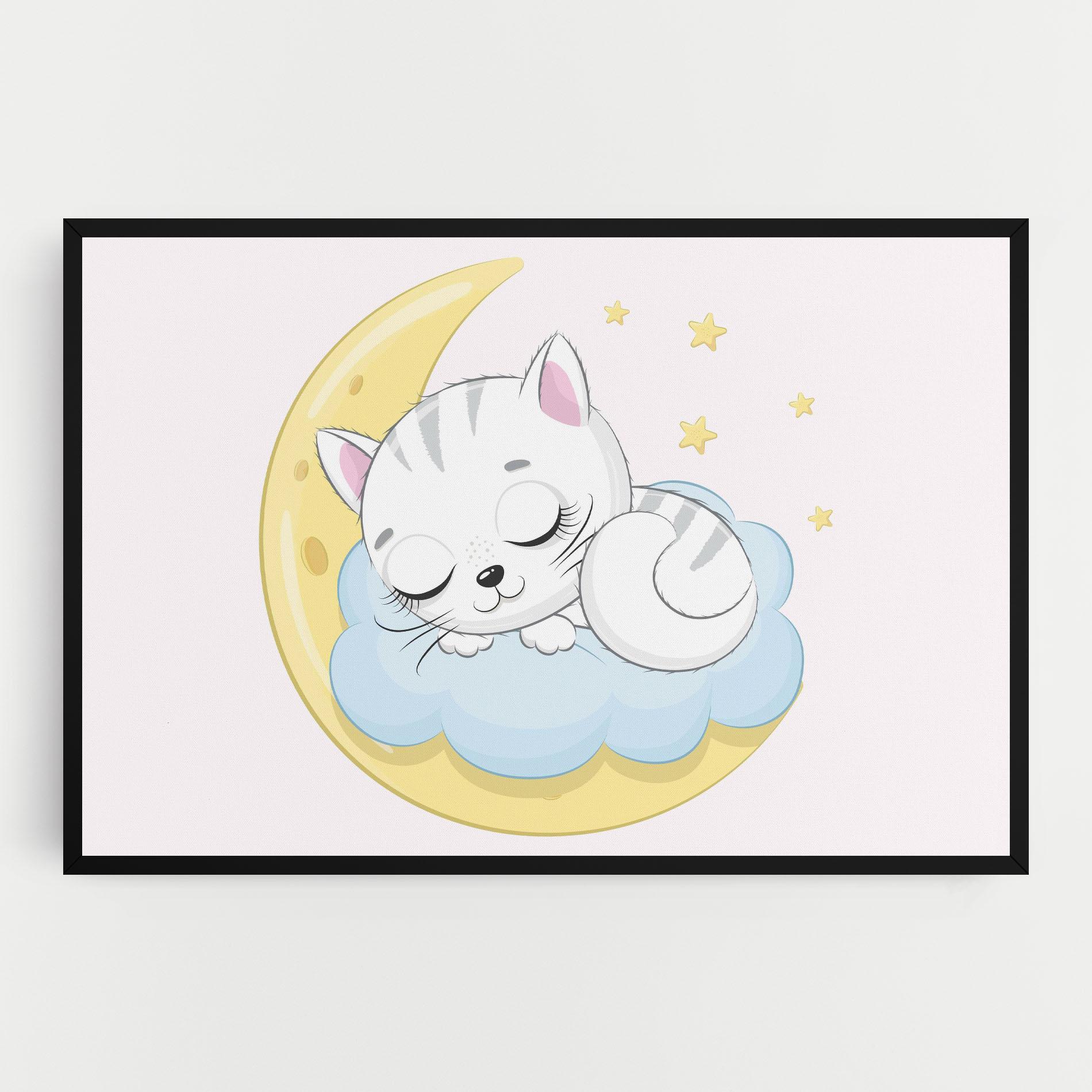 Leinwandbild Moon Cat Sleeping mockup 0