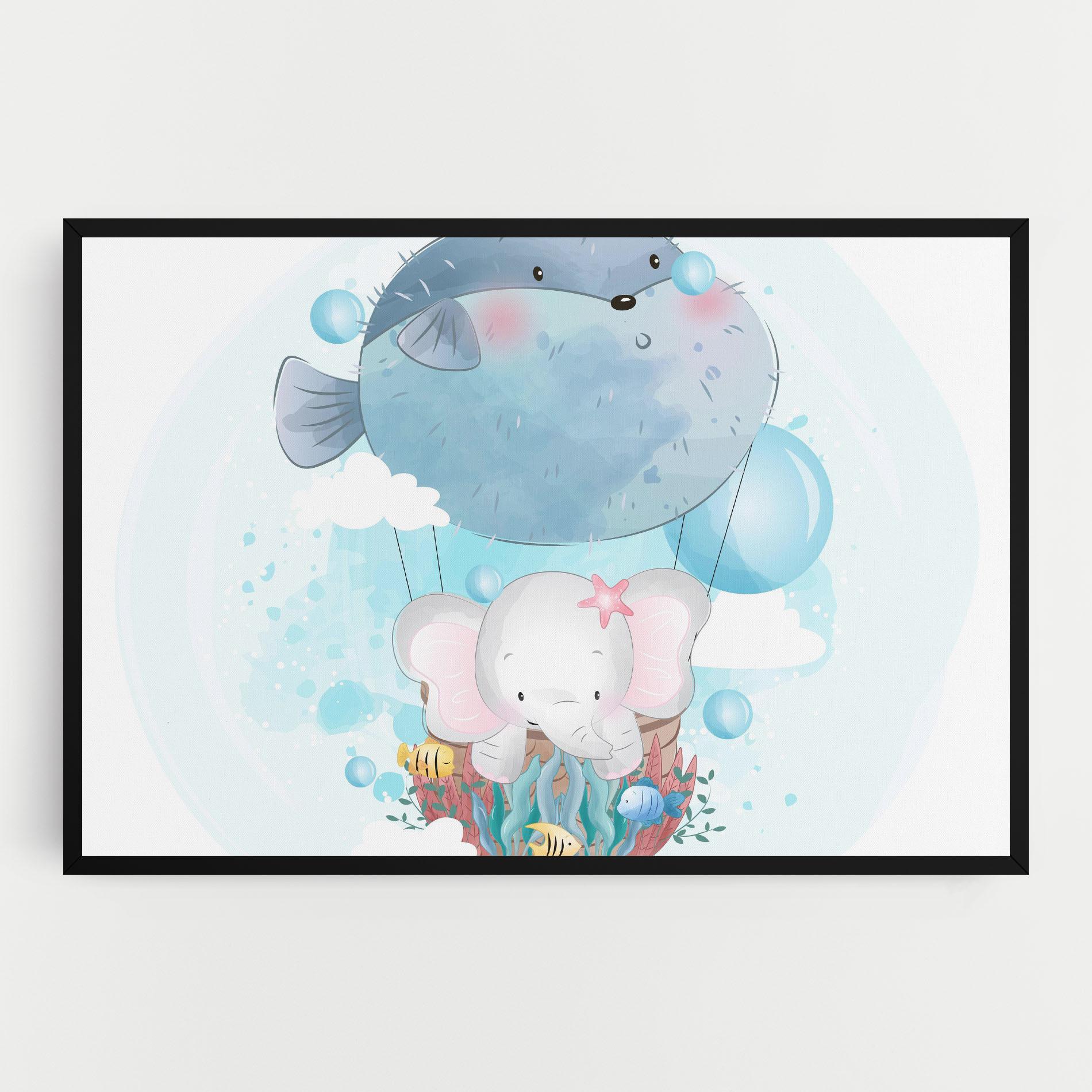 Leinwandbild Swiming Elephant mockup 0