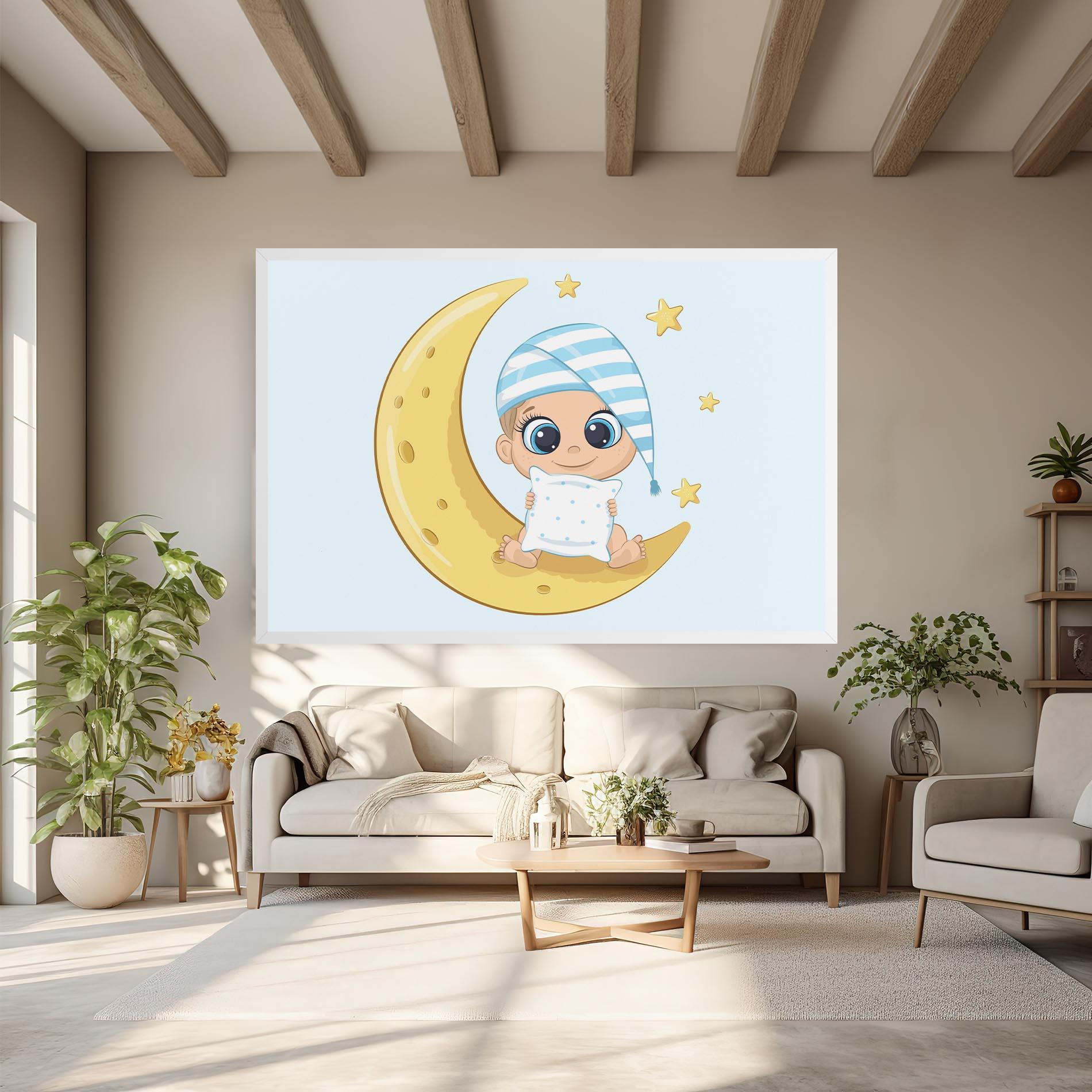 Leinwandbild Baby On Moon mockup 6