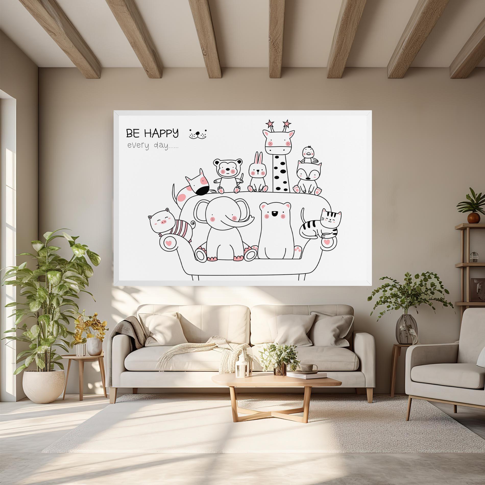 Leinwandbild Be Happy Animals mockup 6