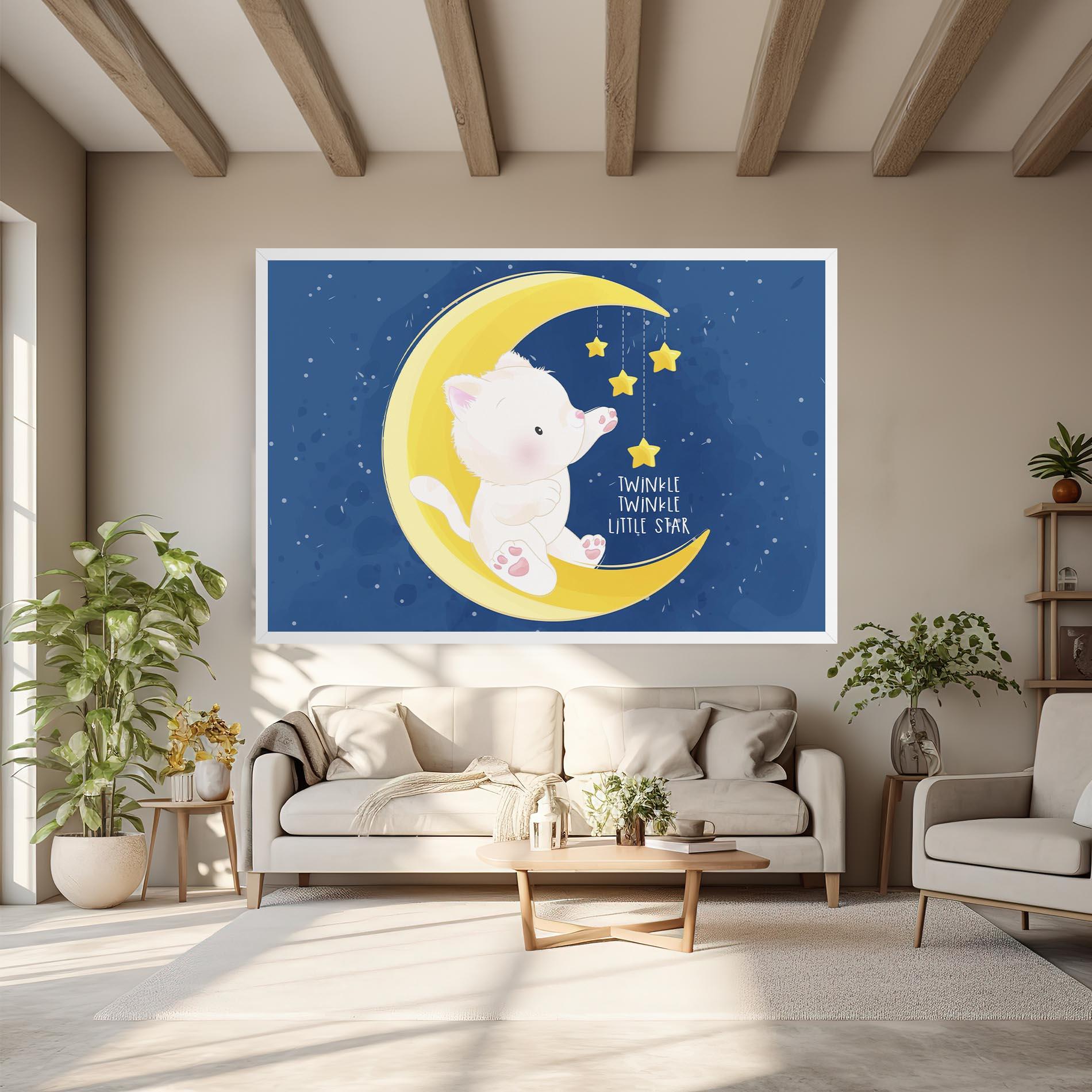 Leinwandbild Cat Moon Star mockup 6