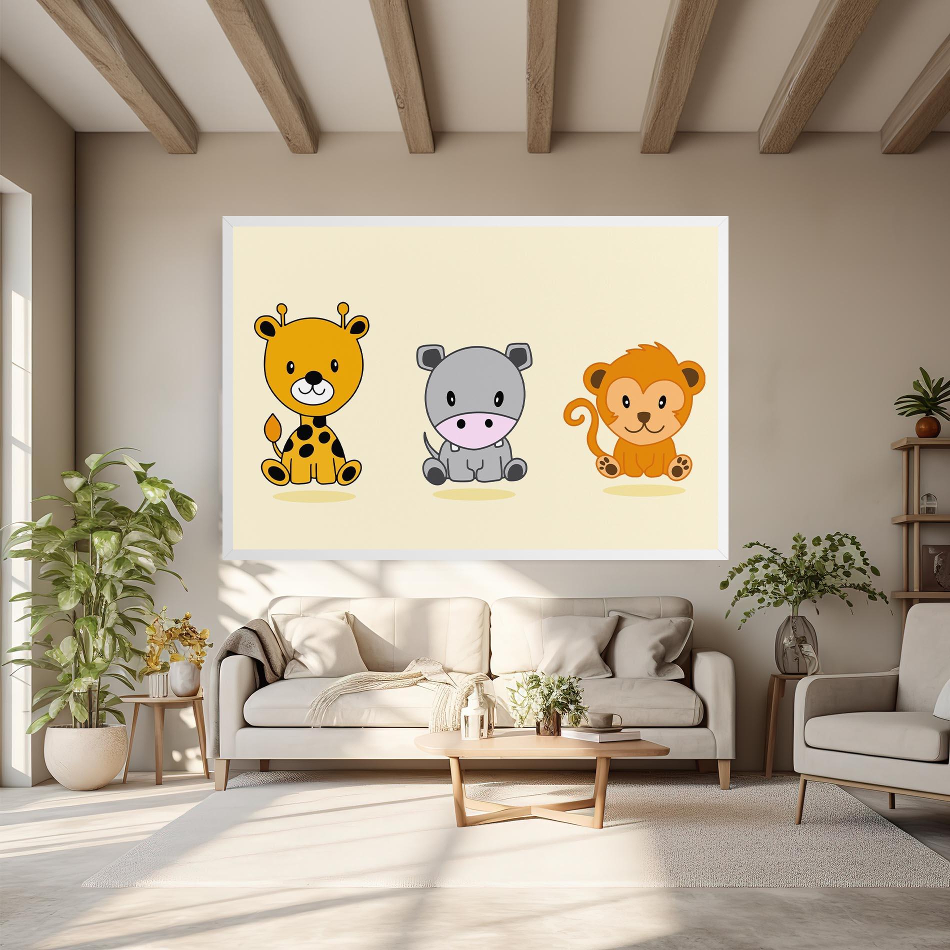Leinwandbild Cream Animals mockup 6