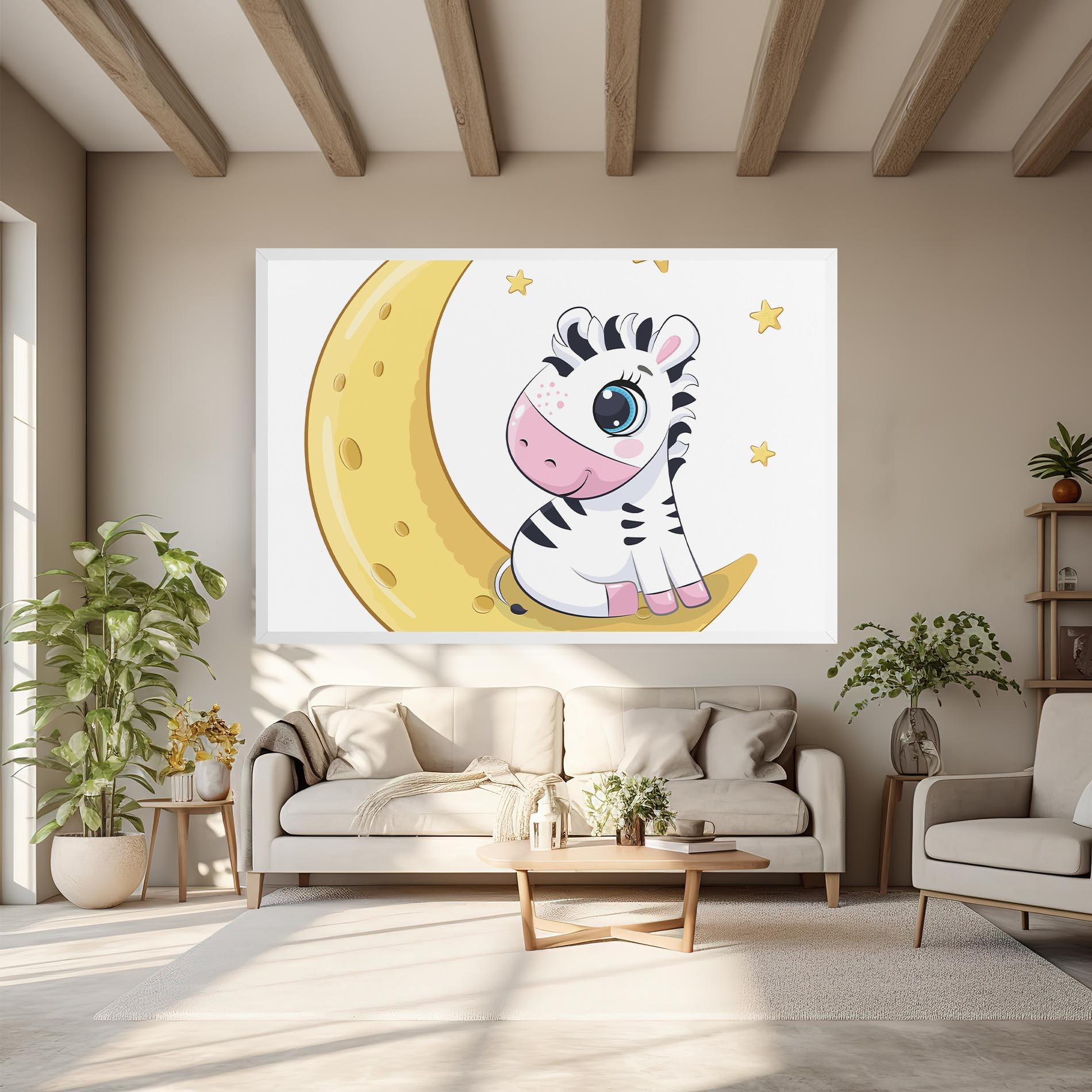 Leinwandbild Cute Zebra Moon mockup 6