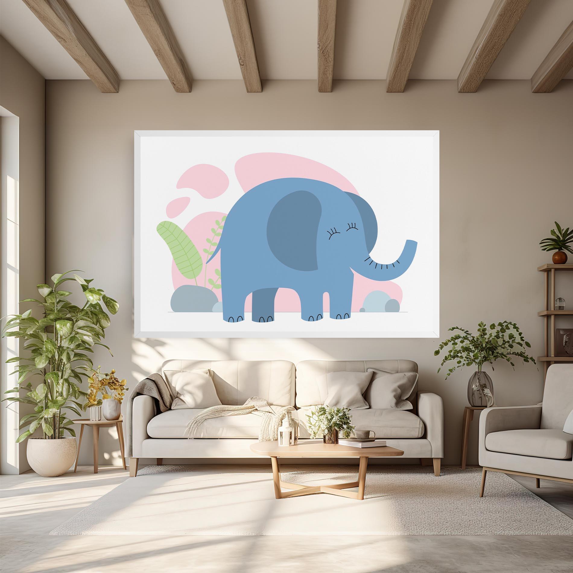 Leinwandbild Leaf Cute Elephant mockup 6