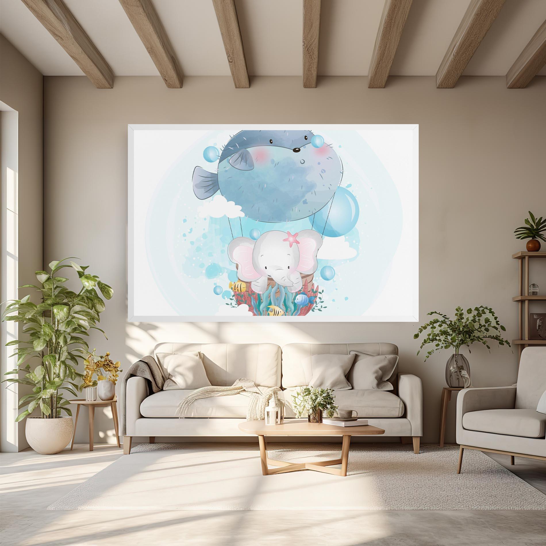 Leinwandbild Swiming Elephant mockup 6