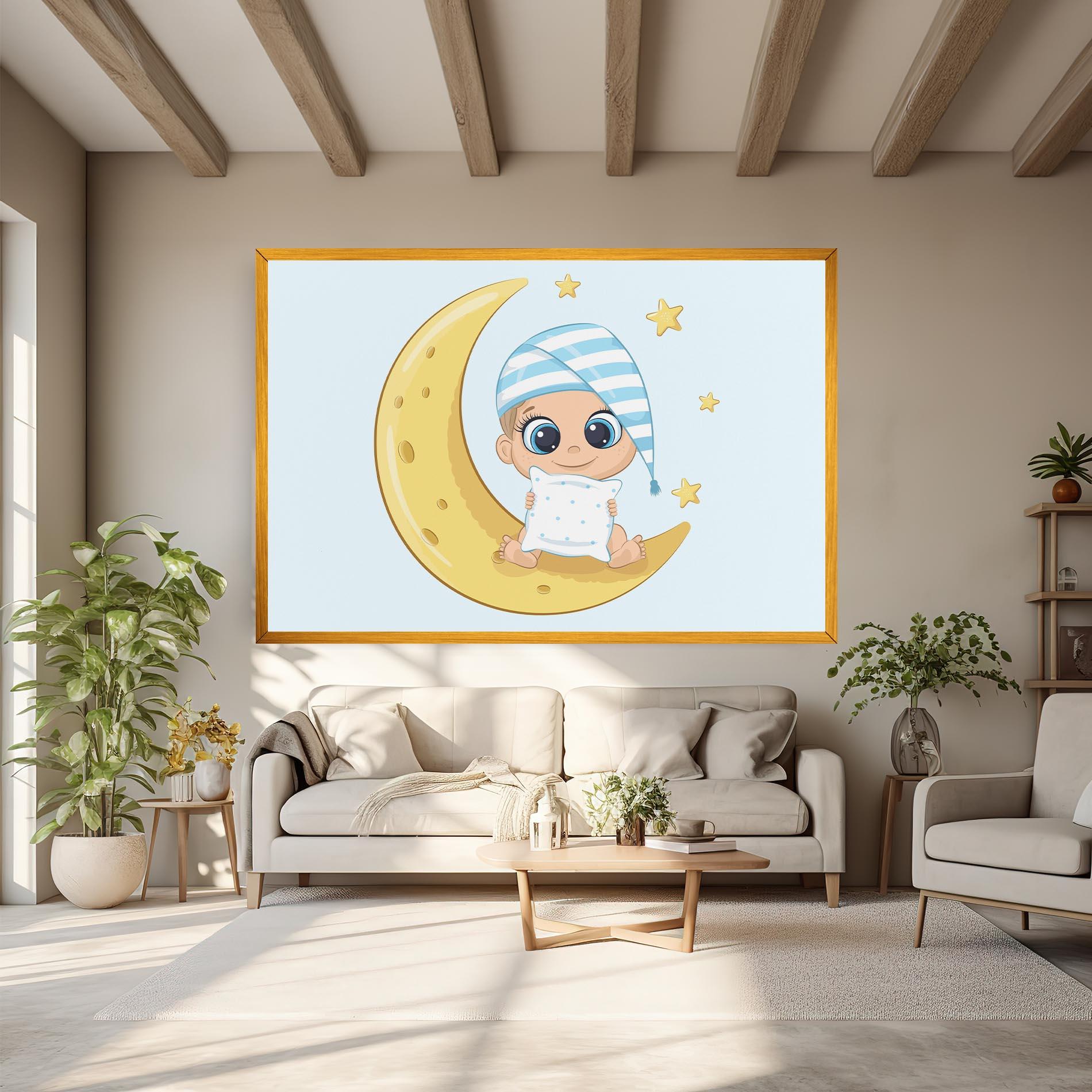 Leinwandbild Baby On Moon mockup 6