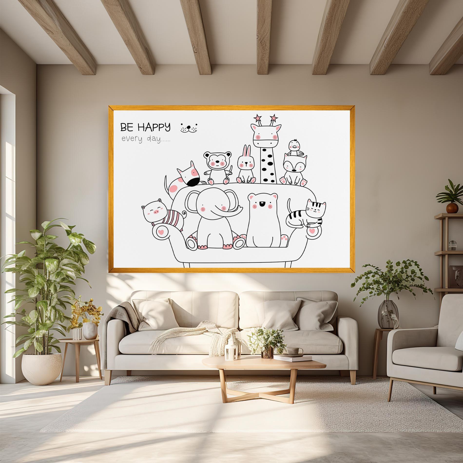 Leinwandbild Be Happy Animals mockup 6