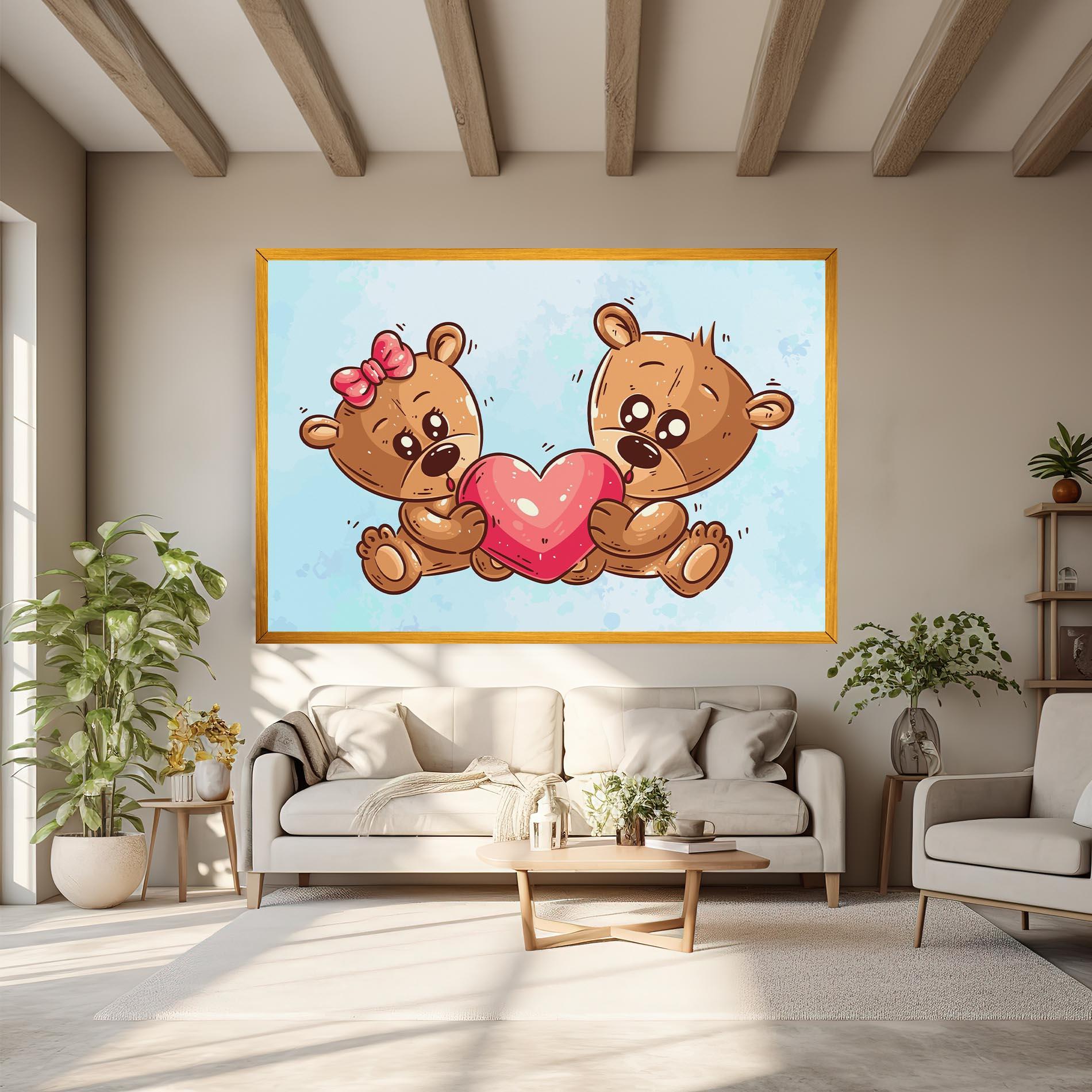 Leinwandbild Bear Holding Heart mockup 6