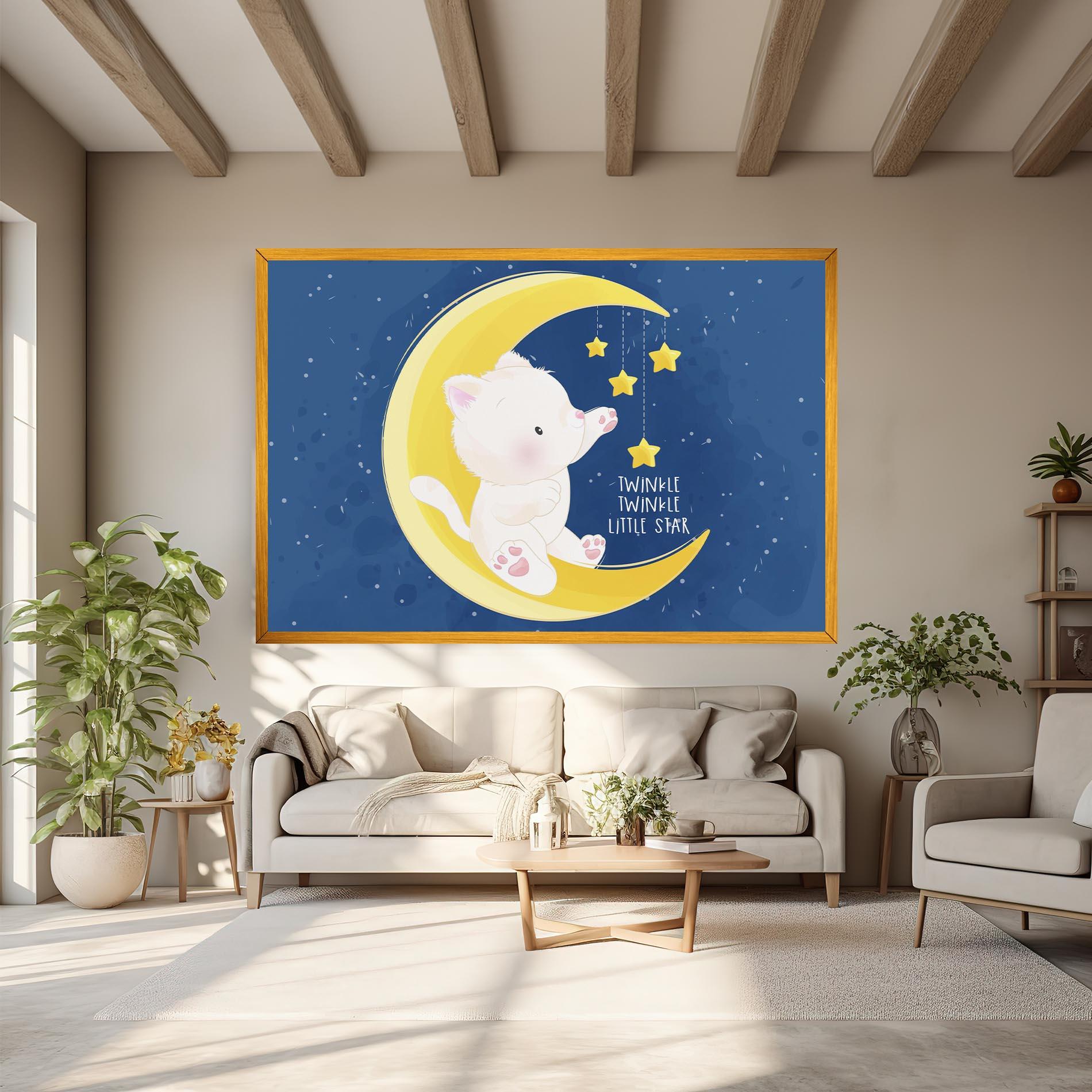 Leinwandbild Cat Moon Star mockup 6