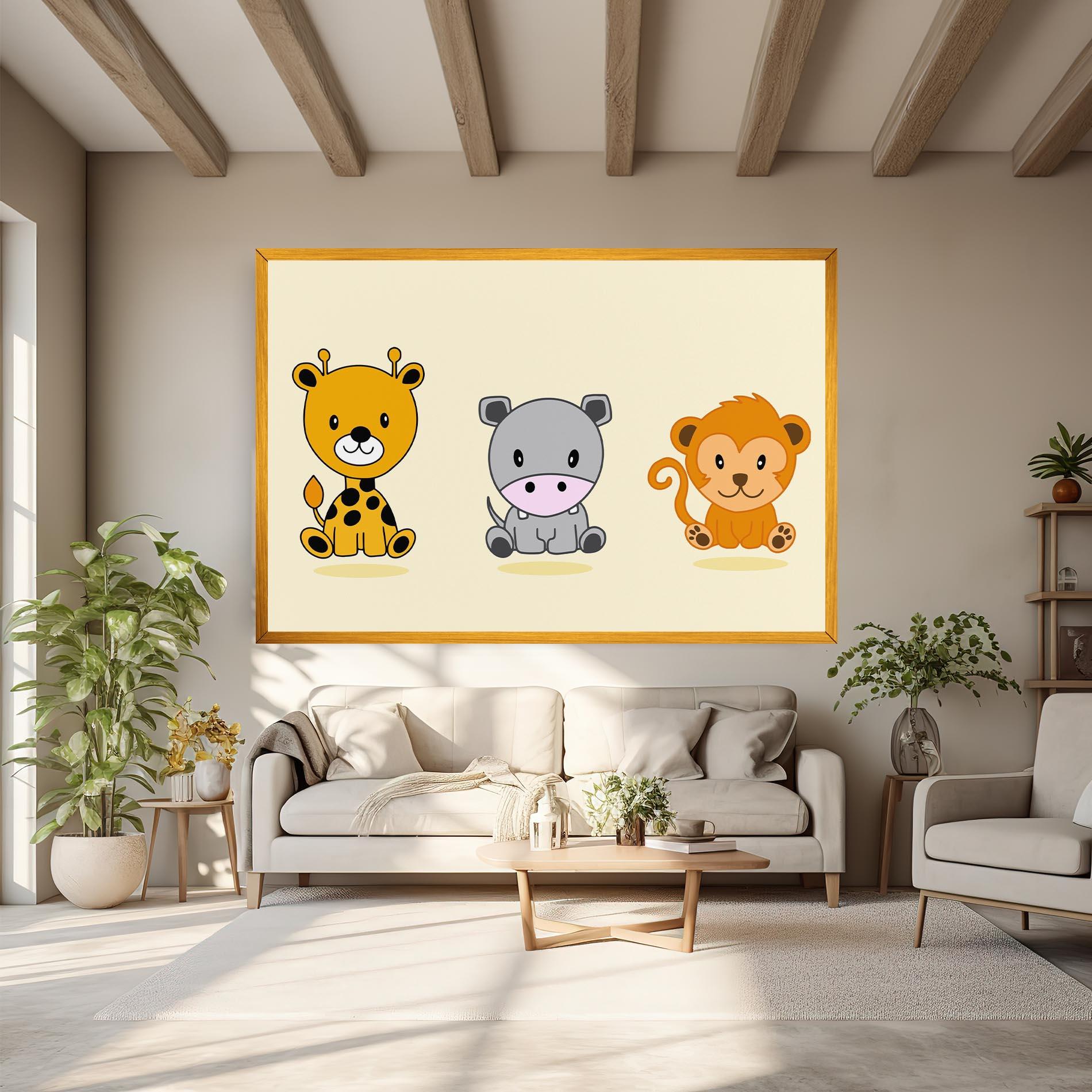 Leinwandbild Cream Animals mockup 6