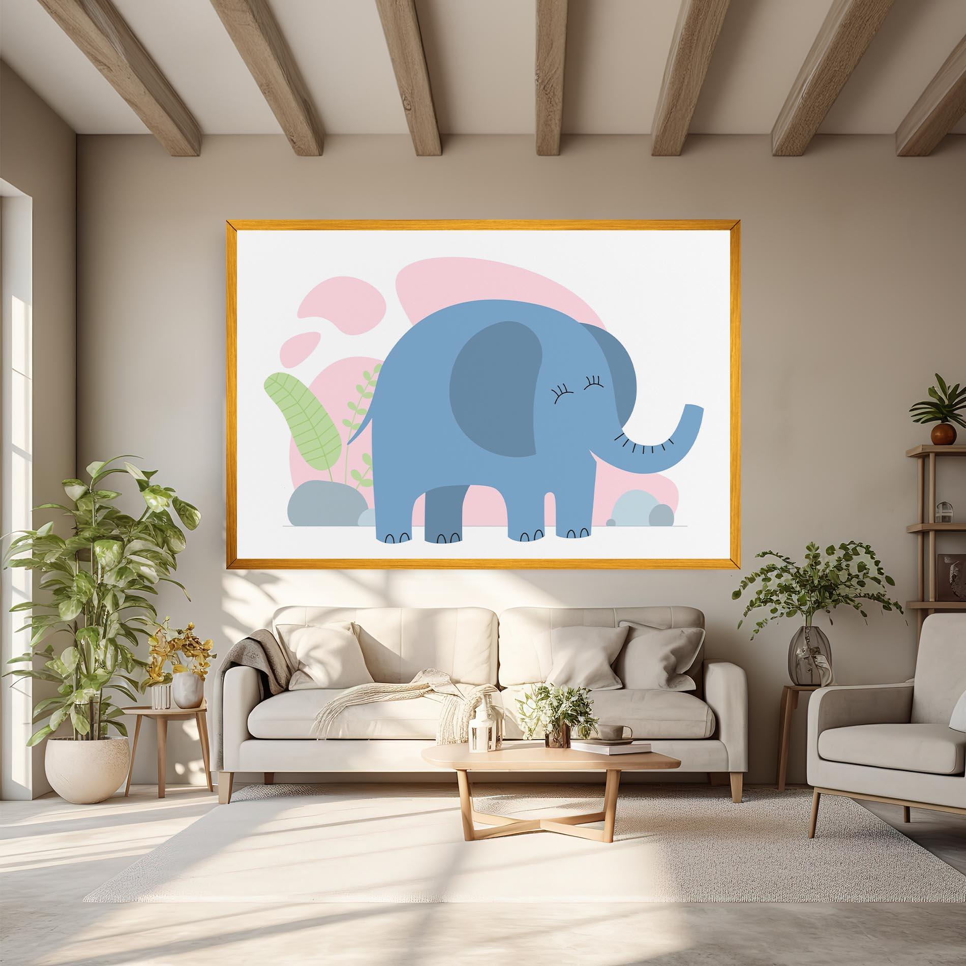 Leinwandbild Leaf Cute Elephant mockup 6