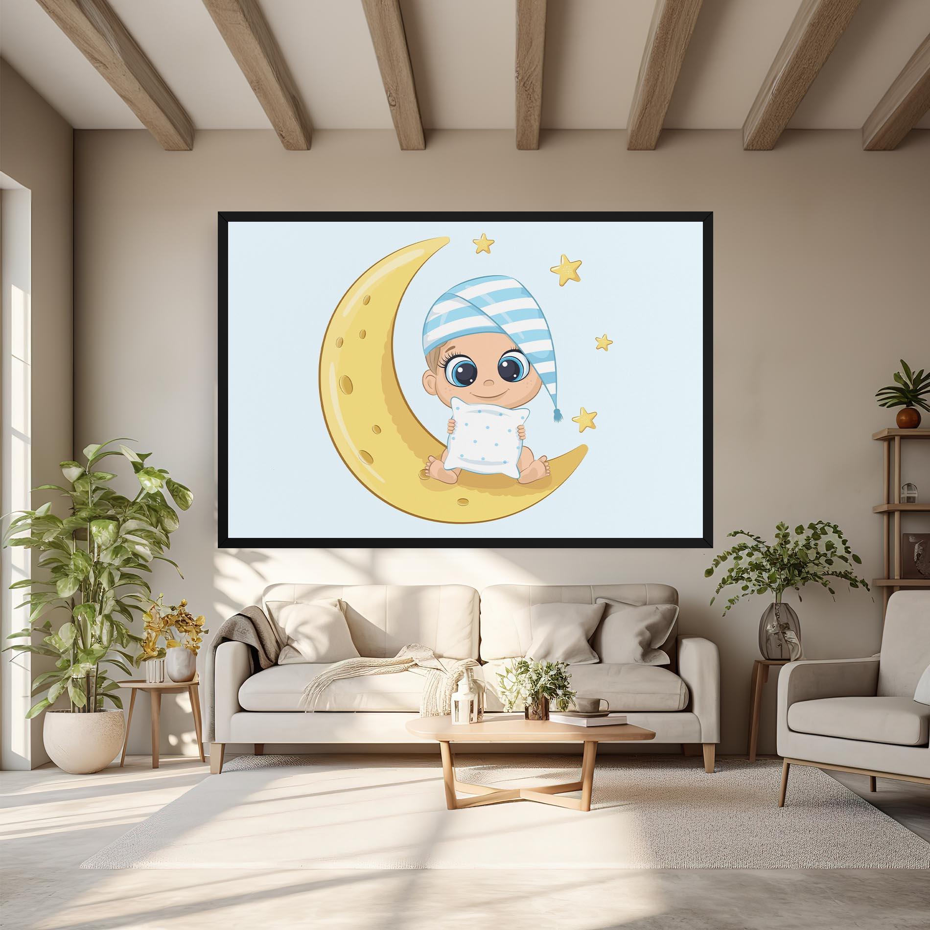 Leinwandbild Baby On Moon mockup 6