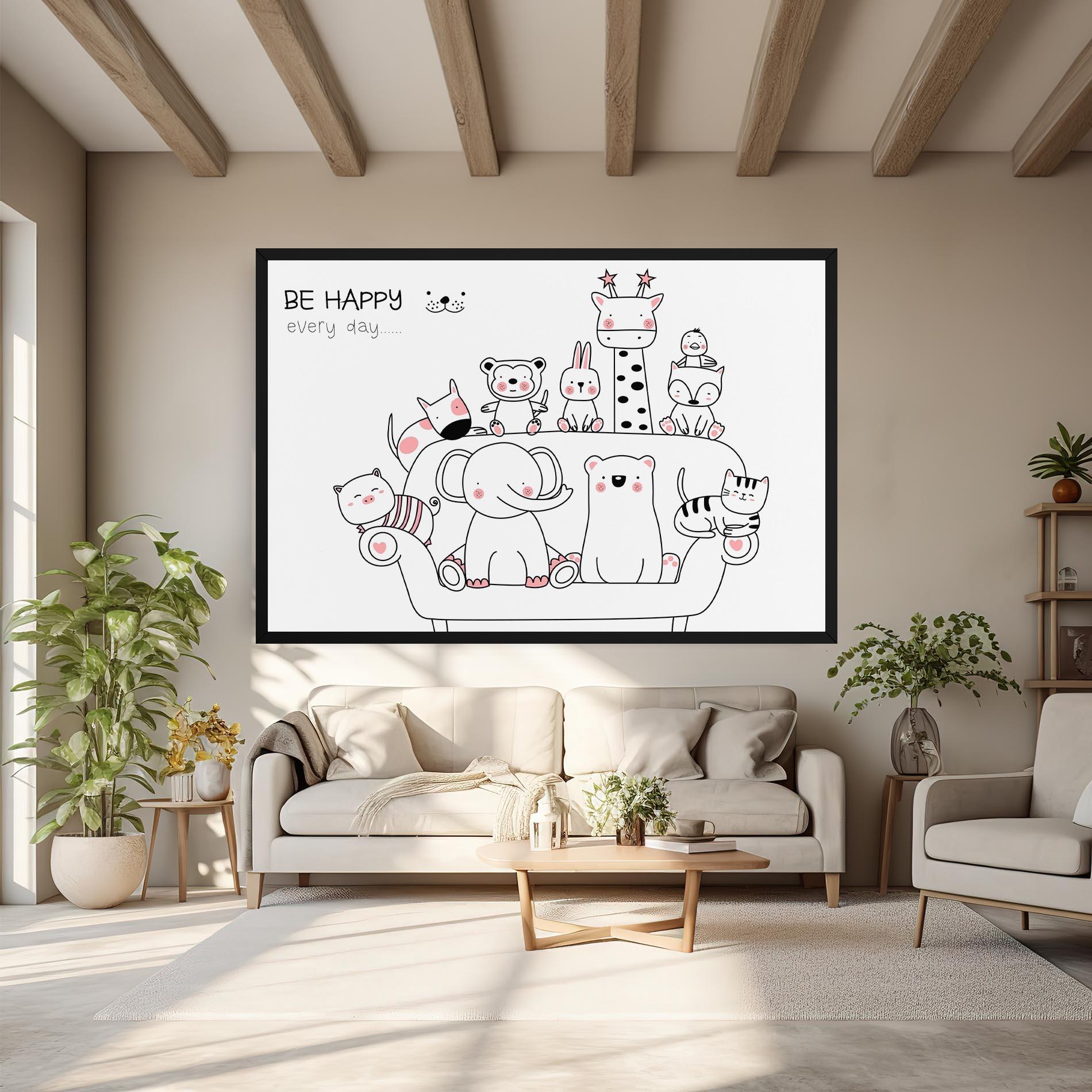 Leinwandbild Be Happy Animals mockup 6