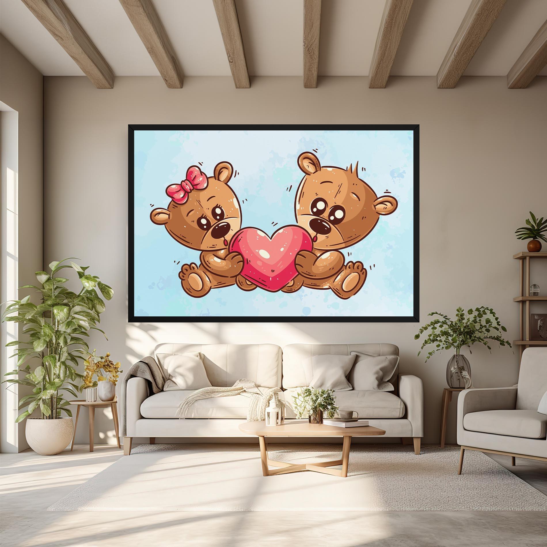 Leinwandbild Bear Holding Heart mockup 6