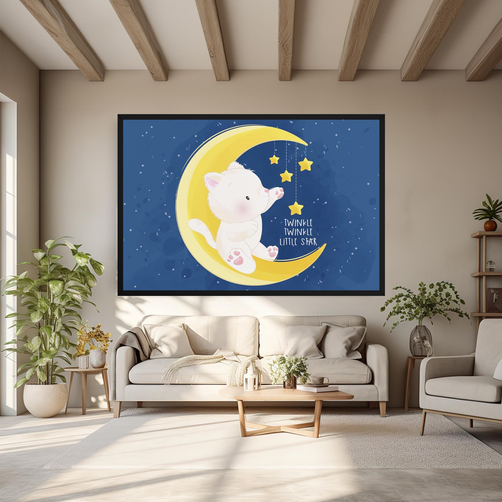 Leinwandbild Cat Moon Star mockup 6
