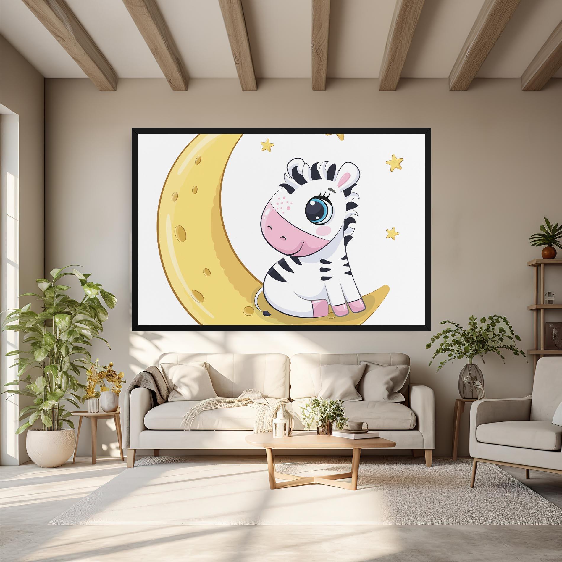 Leinwandbild Cute Zebra Moon mockup 6