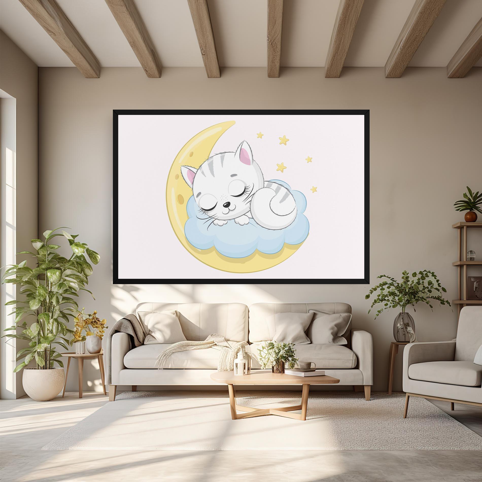 Leinwandbild Moon Cat Sleeping mockup 6