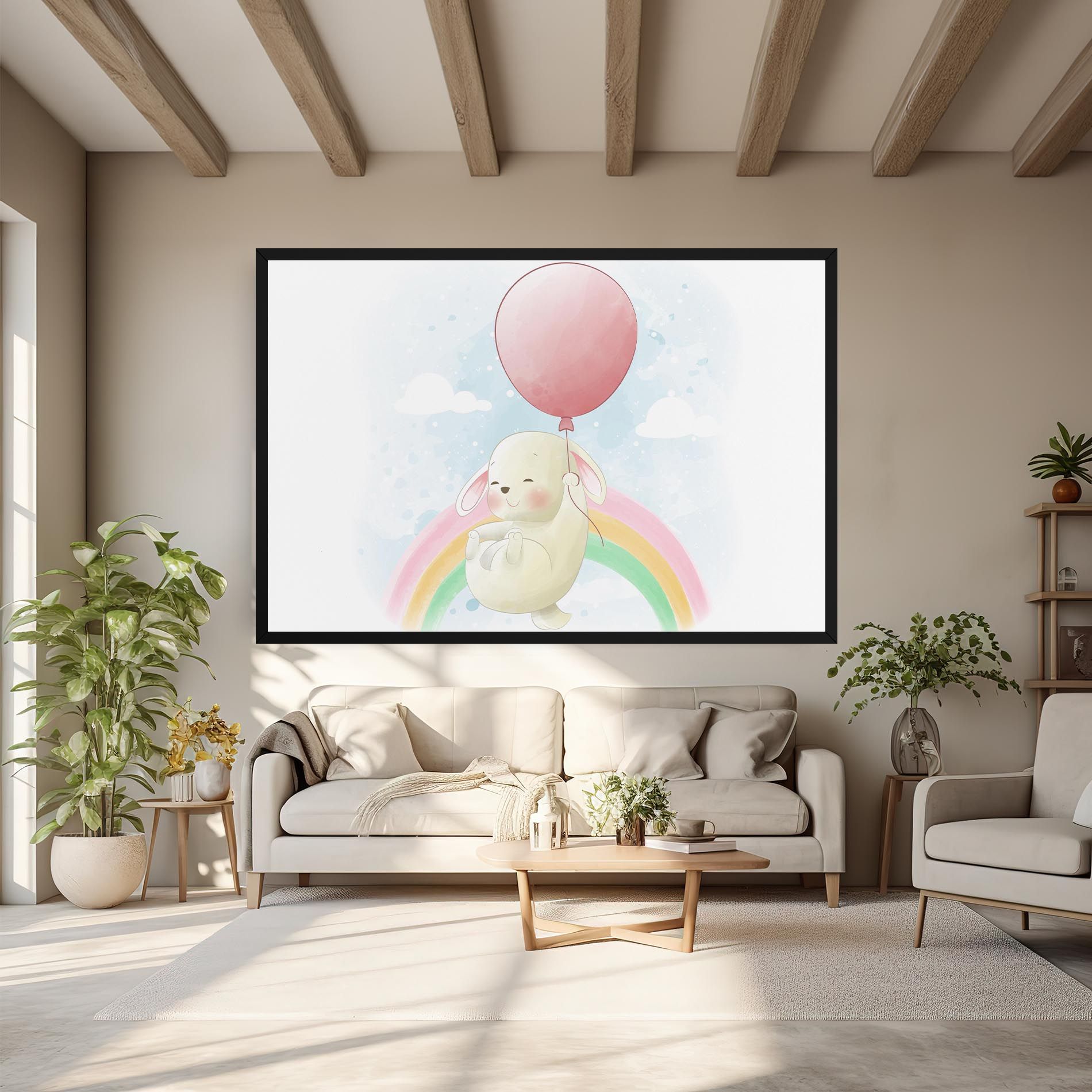 Rainbow Bunny Art mockup 6