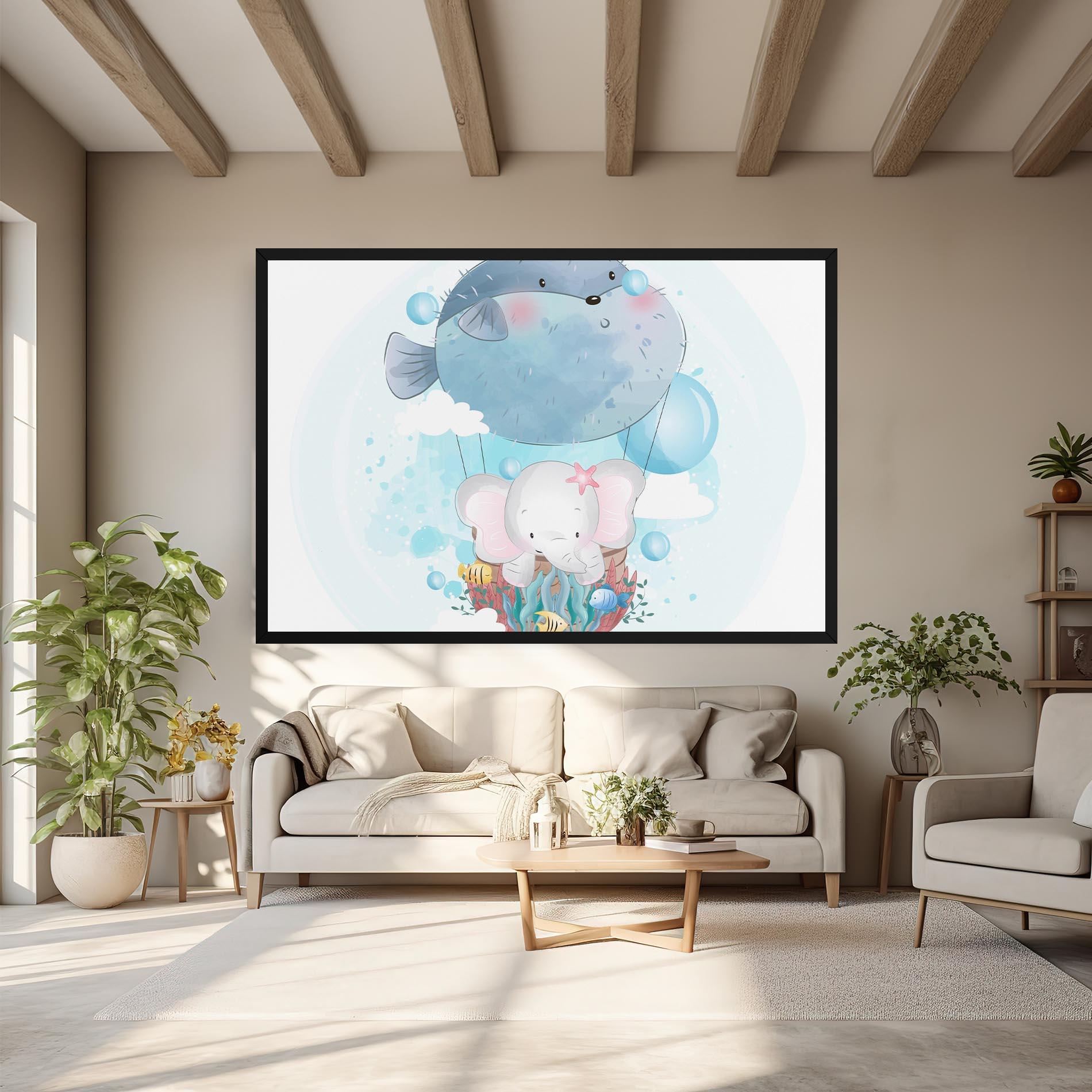 Leinwandbild Swiming Elephant mockup 6