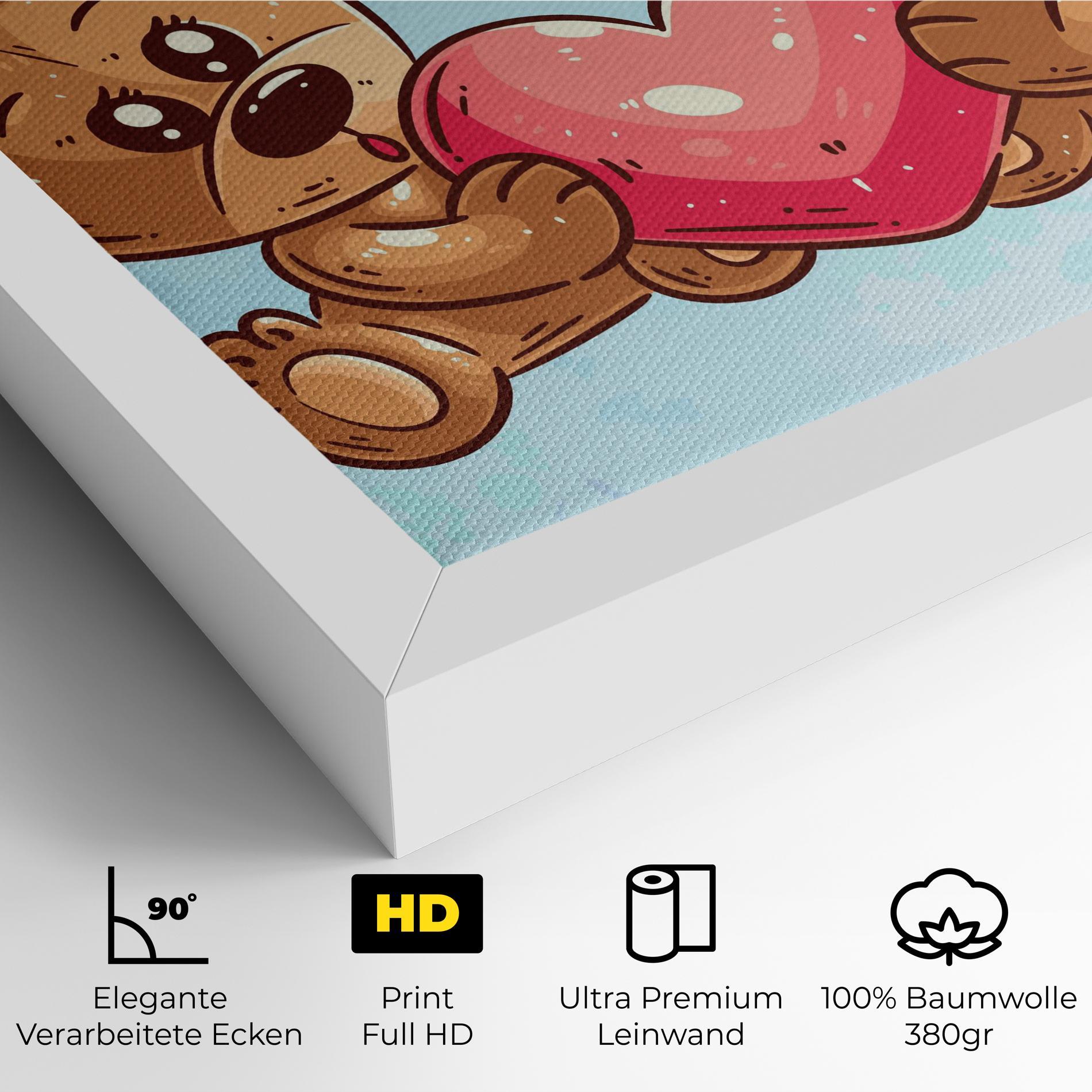 Leinwandbild Bear Holding Heart mockup 4