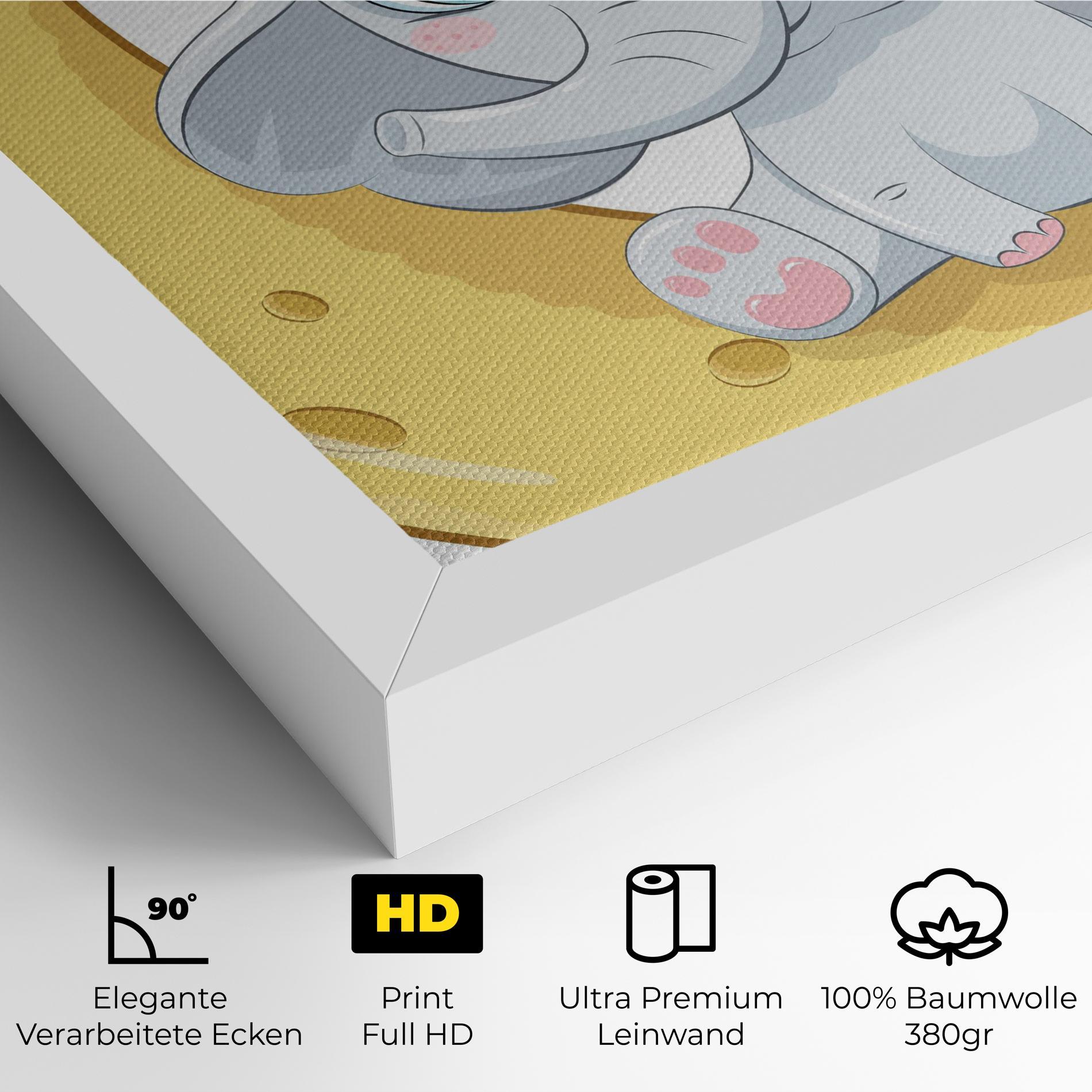 Leinwandbild Cute Elephant Moon mockup 4